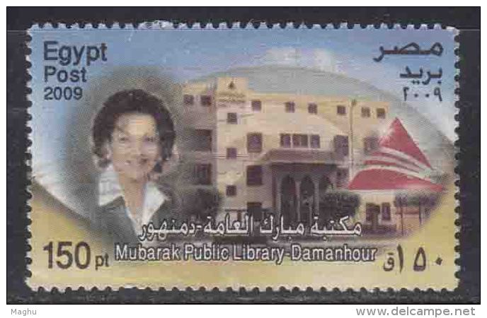 150p Used Egypt 2009,  Mubarak Public Library, Damanhour, Pyramid, Woman - Gebruikt