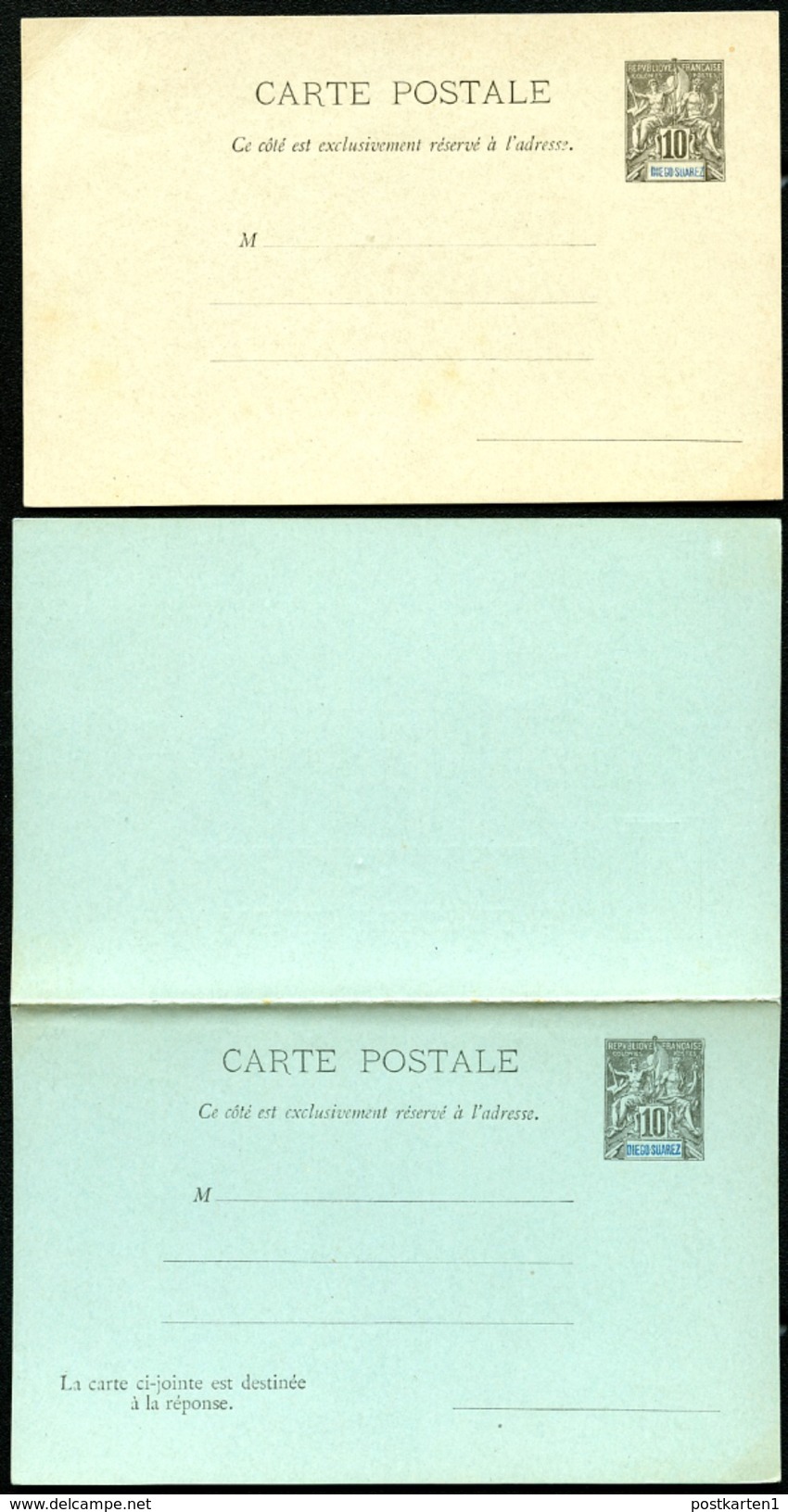 DIEGO SUAREZ MADAGASCAR Postal Cards #6-7  Mint 1893 - Cartas & Documentos