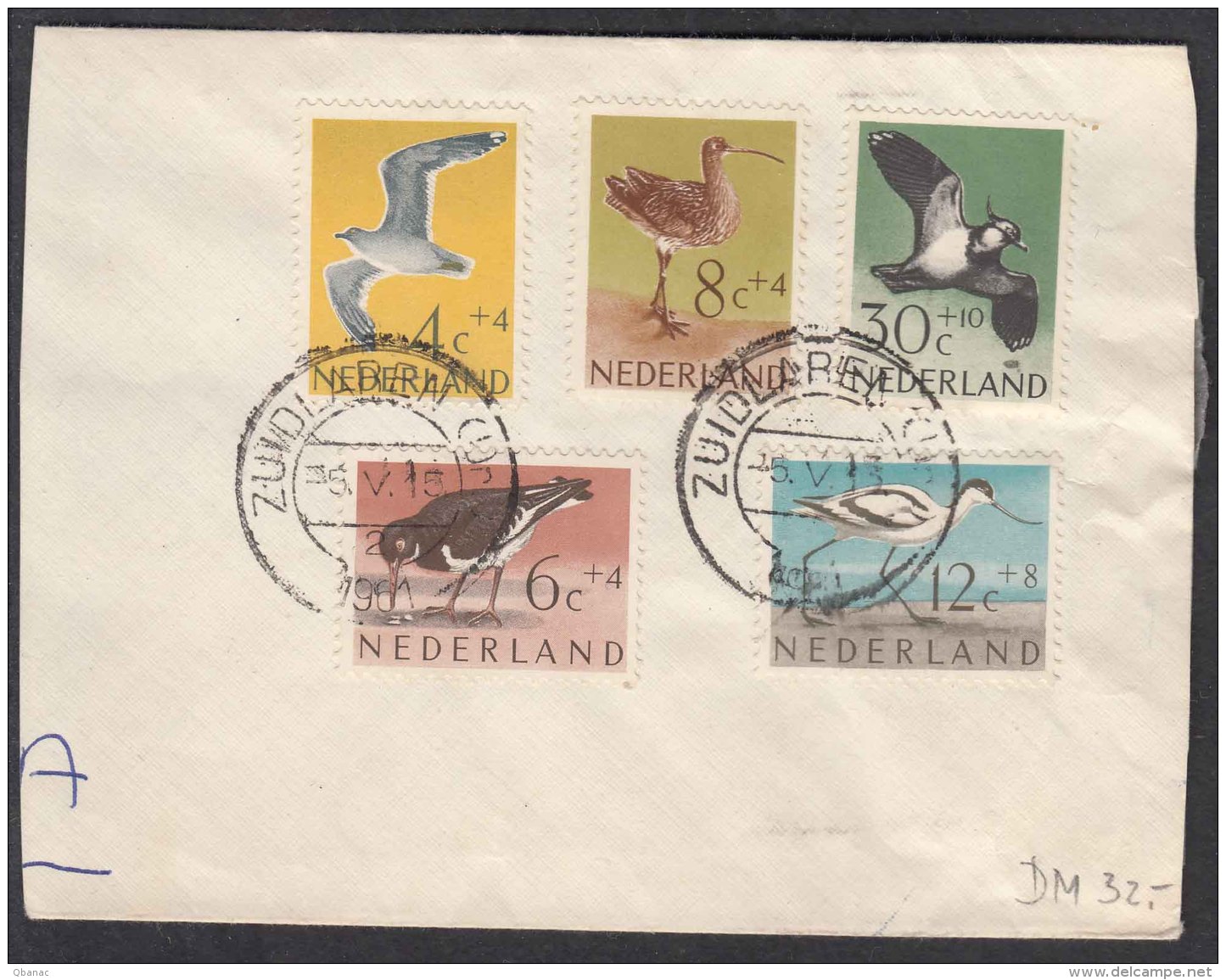 Netherlands Birds 1961 Canceled Piece - Lettres & Documents