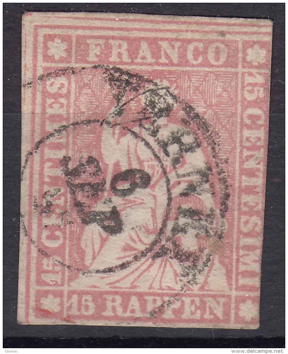 Switzerland 1854 Mi#15 Used - Gebraucht