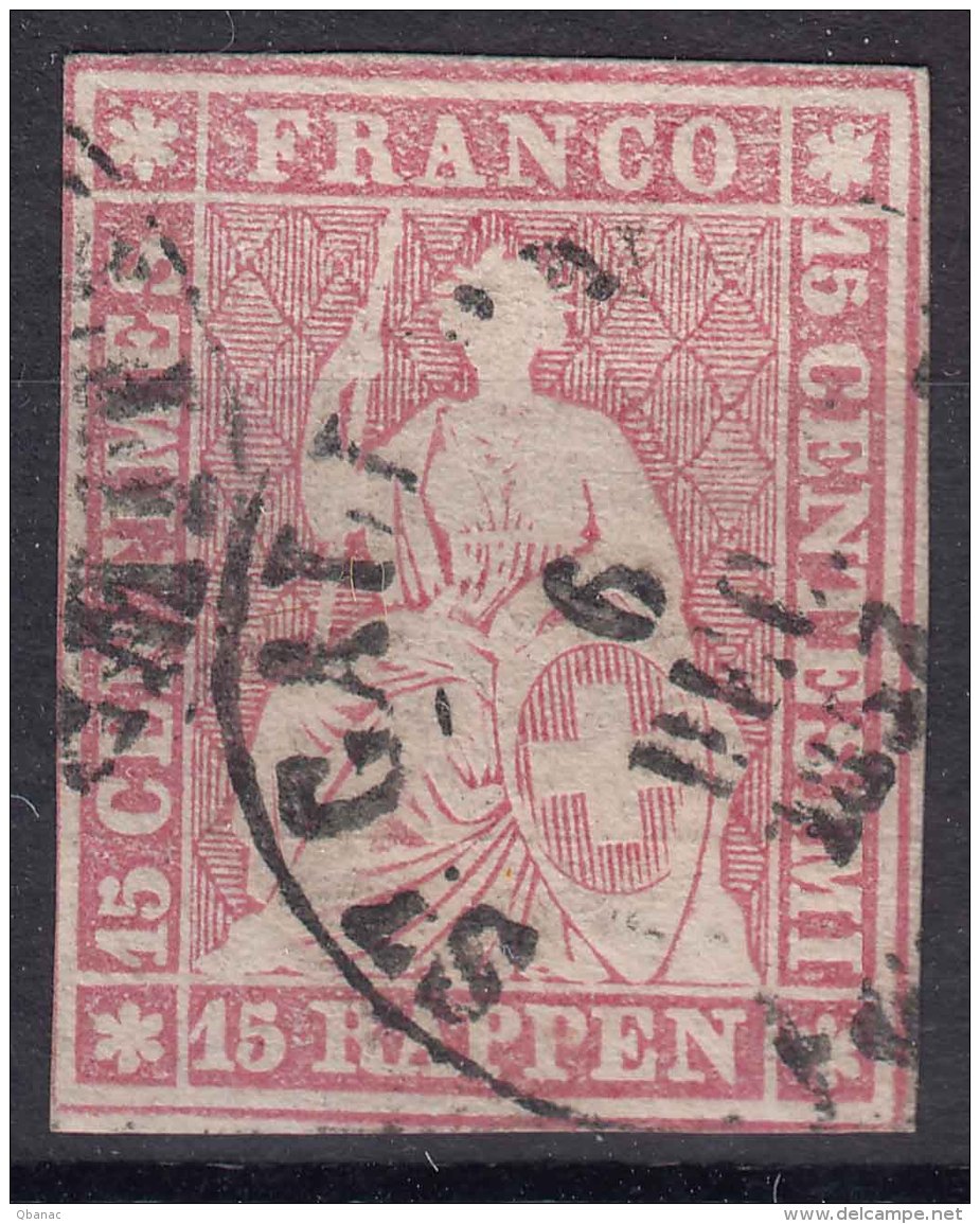 Switzerland 1854 Mi#15 Used - Gebraucht