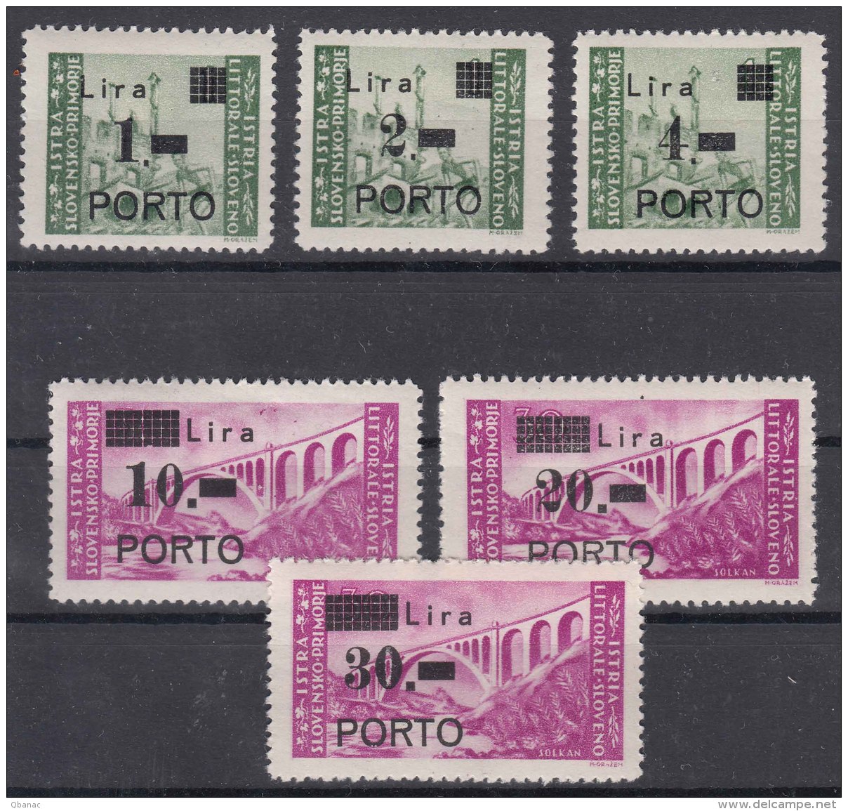 Istria Litorale Yugoslavia Occupation, Porto 1946 Sassone#8-13 Mint Hinged - Yugoslavian Occ.: Istria