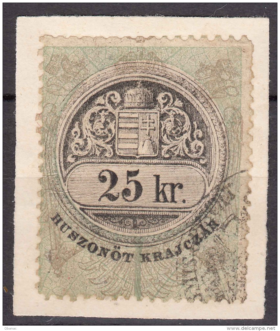 Austria Very Rare Revenue Stamp 25Kr. With Rosette, Originated From Area Near Bosnia, So Called "Vojna Krajina" Issue - Revenue Stamps