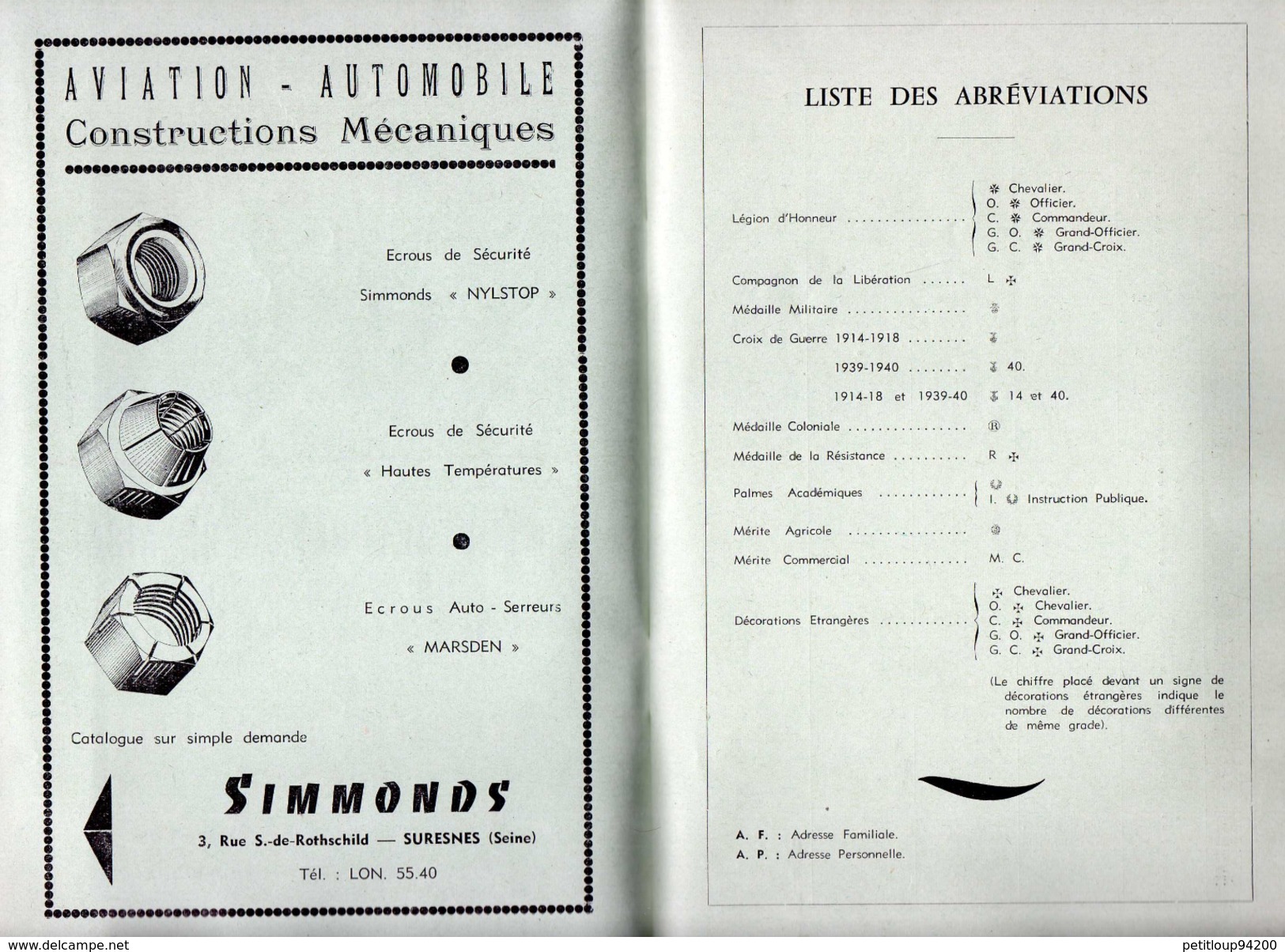 ANNUAIRE 1965 Association Amicale des Anciens Eleves de L'Ecole Industrielle de Saumur