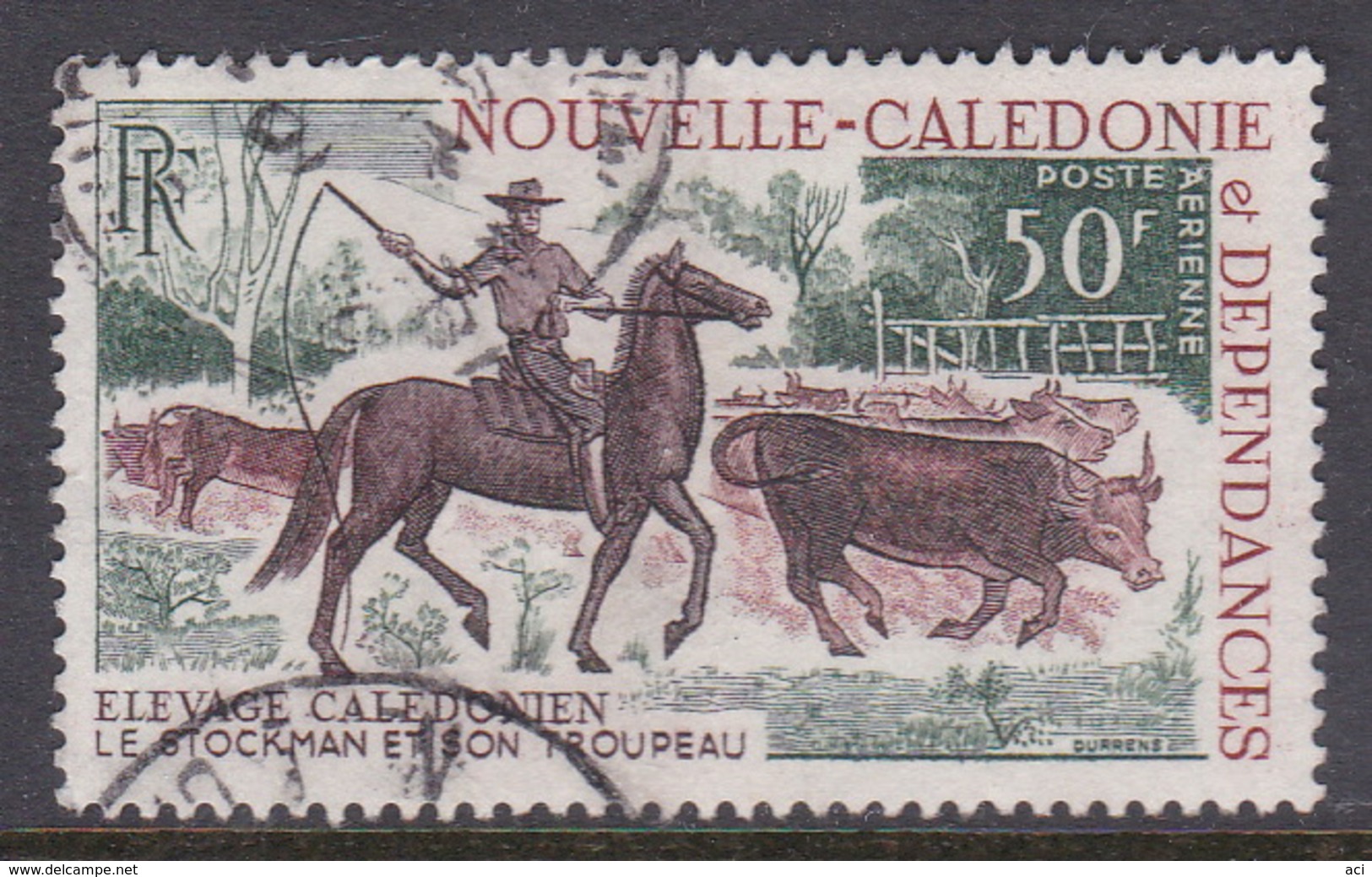 New Caledonia SG 374 1969 Cattle Stockman 50 Fr Used - Used Stamps