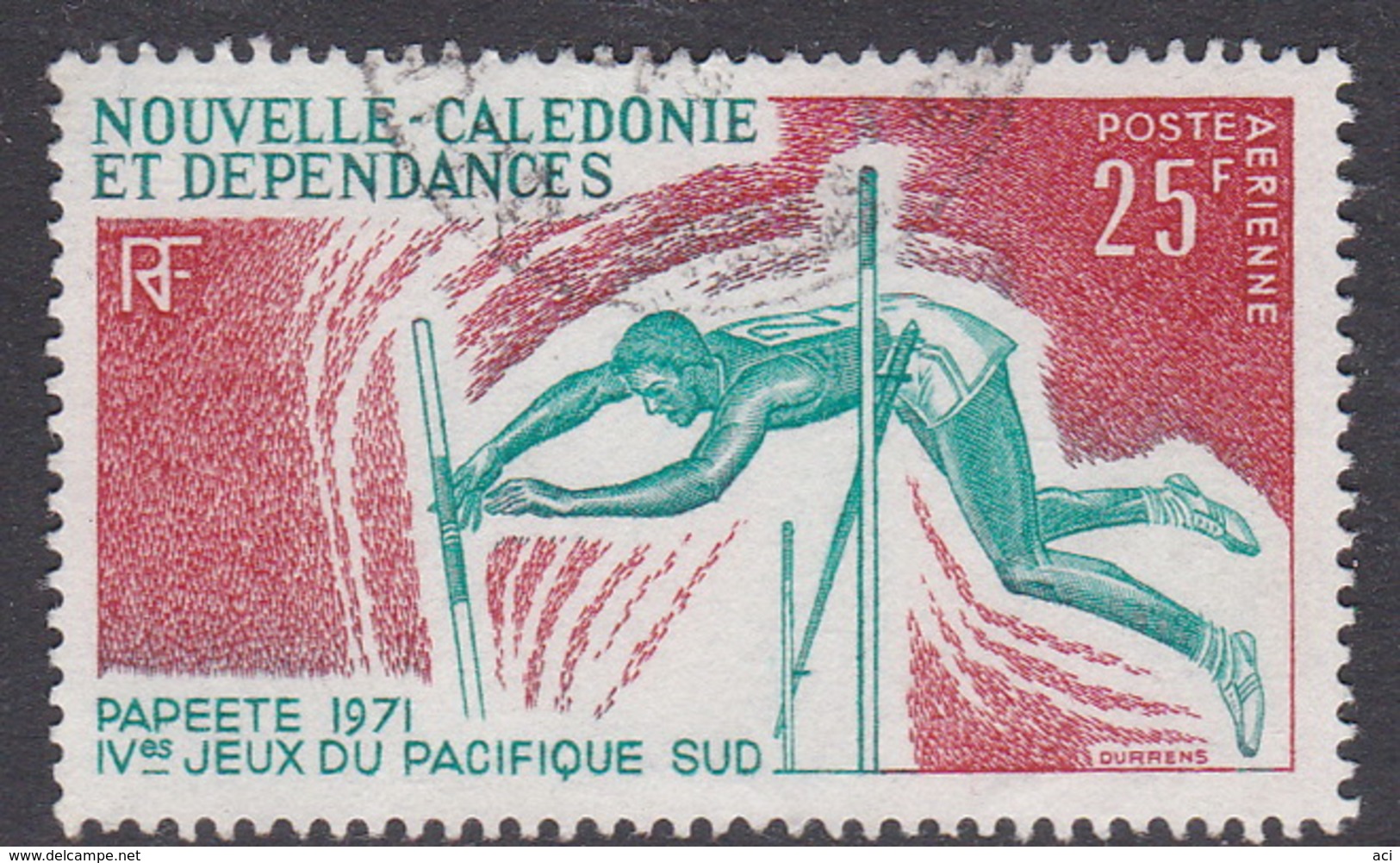 New Caledonia SG 490 1971 4th South Pacific Games 25 F Pole-Vaulting Used - Used Stamps