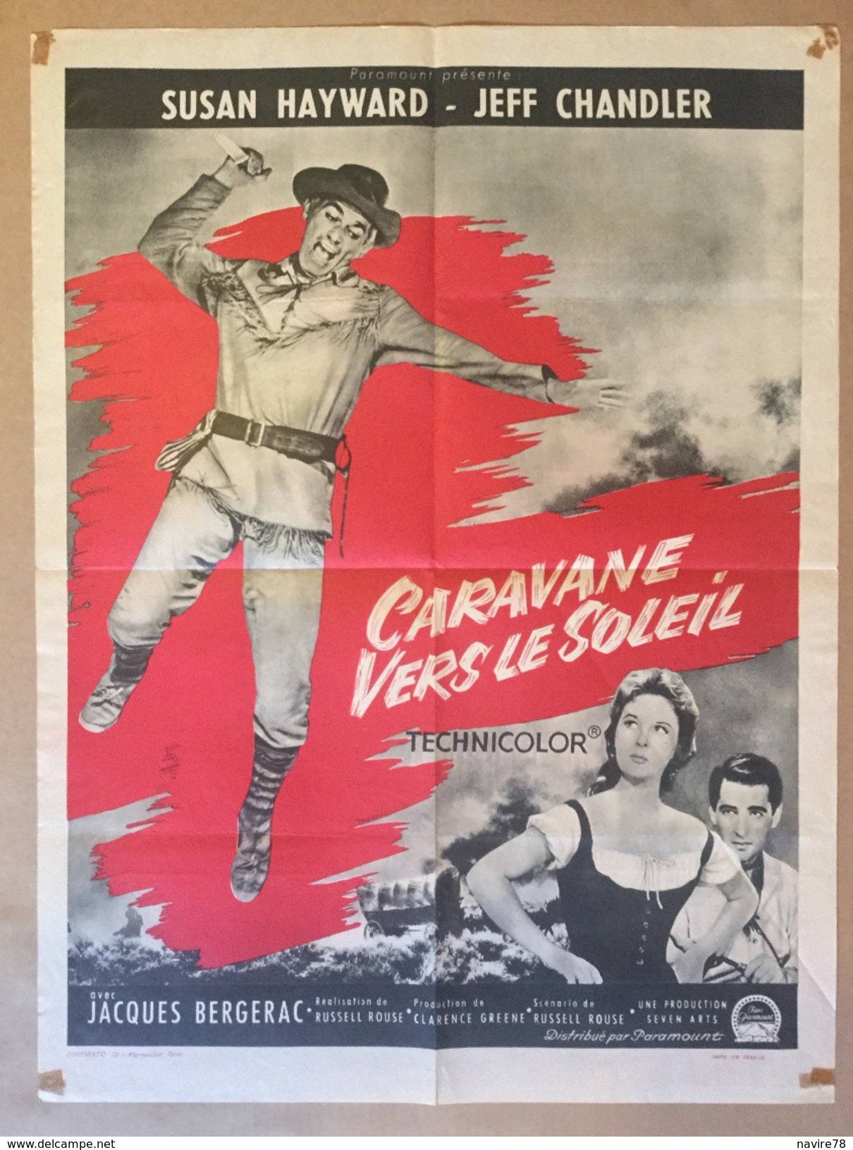 WESTERN Affiche Cinéma Originale Film CARAVANE VERS LE SOLEIL De RUSSEL ROUSE "THUNDER IN THE SUN " Avec JEFF CHANDLER - Affiches & Posters