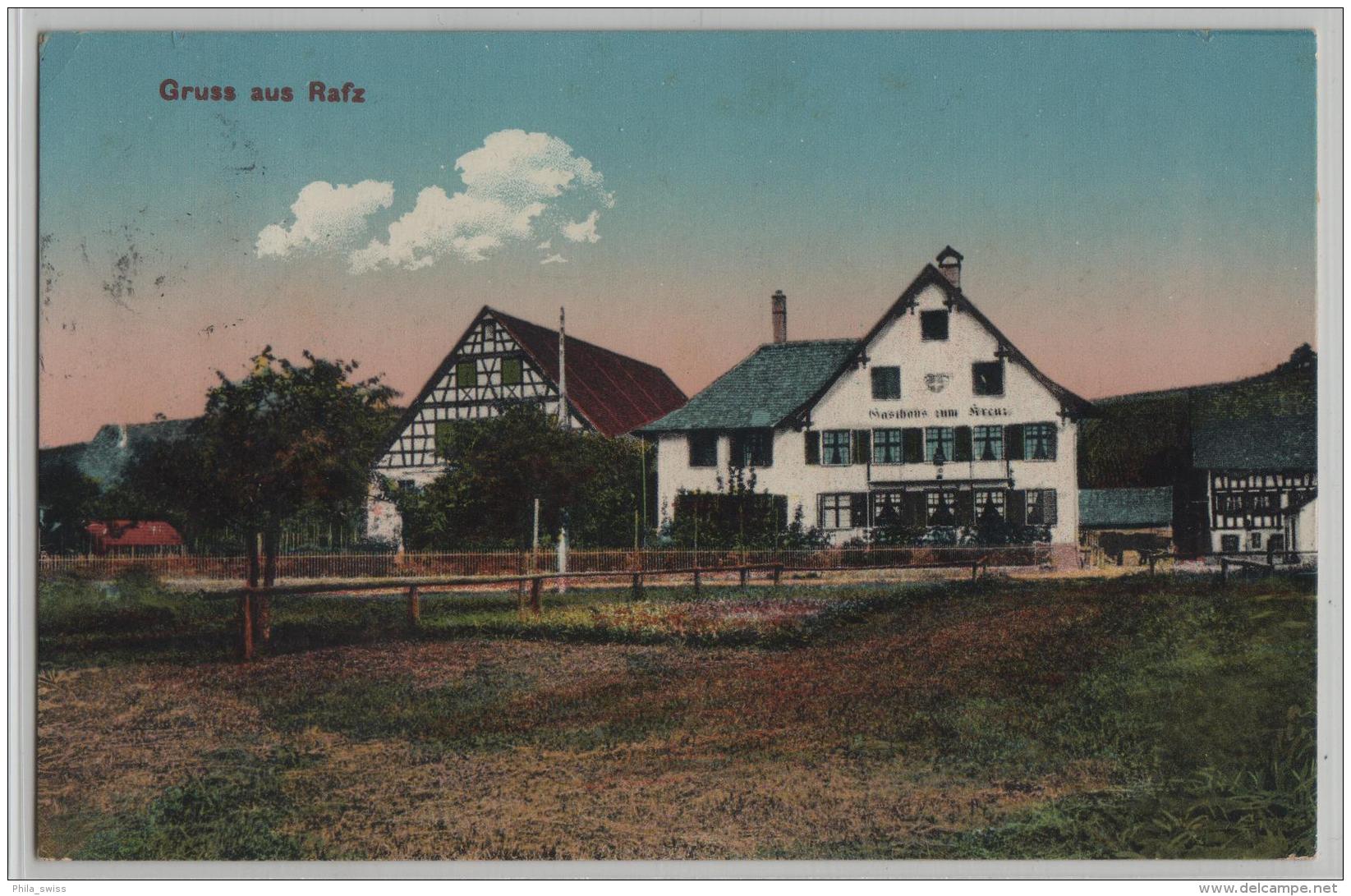 Gruss Aus Rafz - Gasthaus Zum Kreuz - Litho T. Bornstein - Rafz