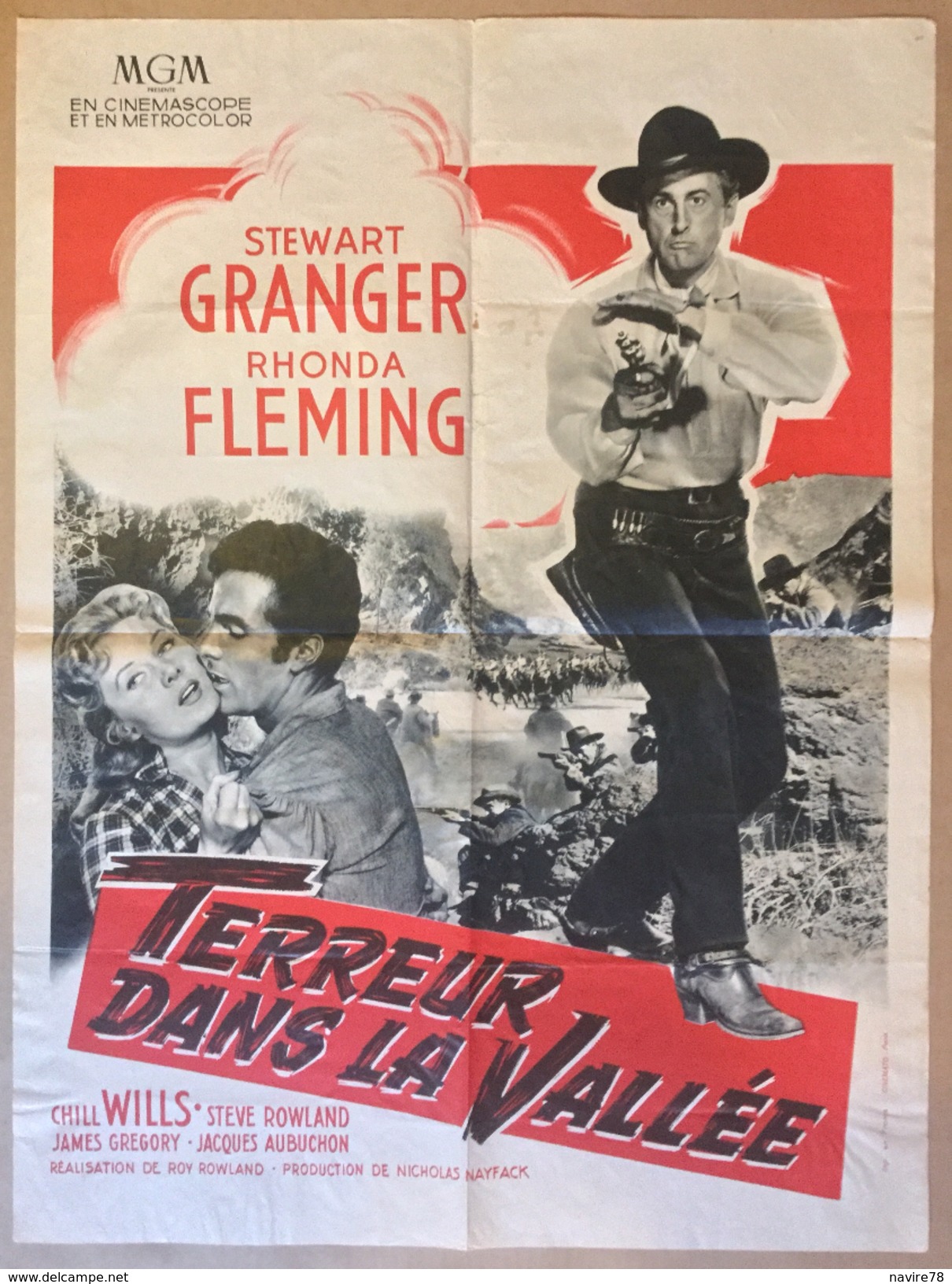 WESTERN Affiche Cinéma Originale Film TERREUR DANS LA VALLEE " GUN GLORY " De ROY RAWLAND  STEWART GRANGER CHILL WILLS - Affiches & Posters