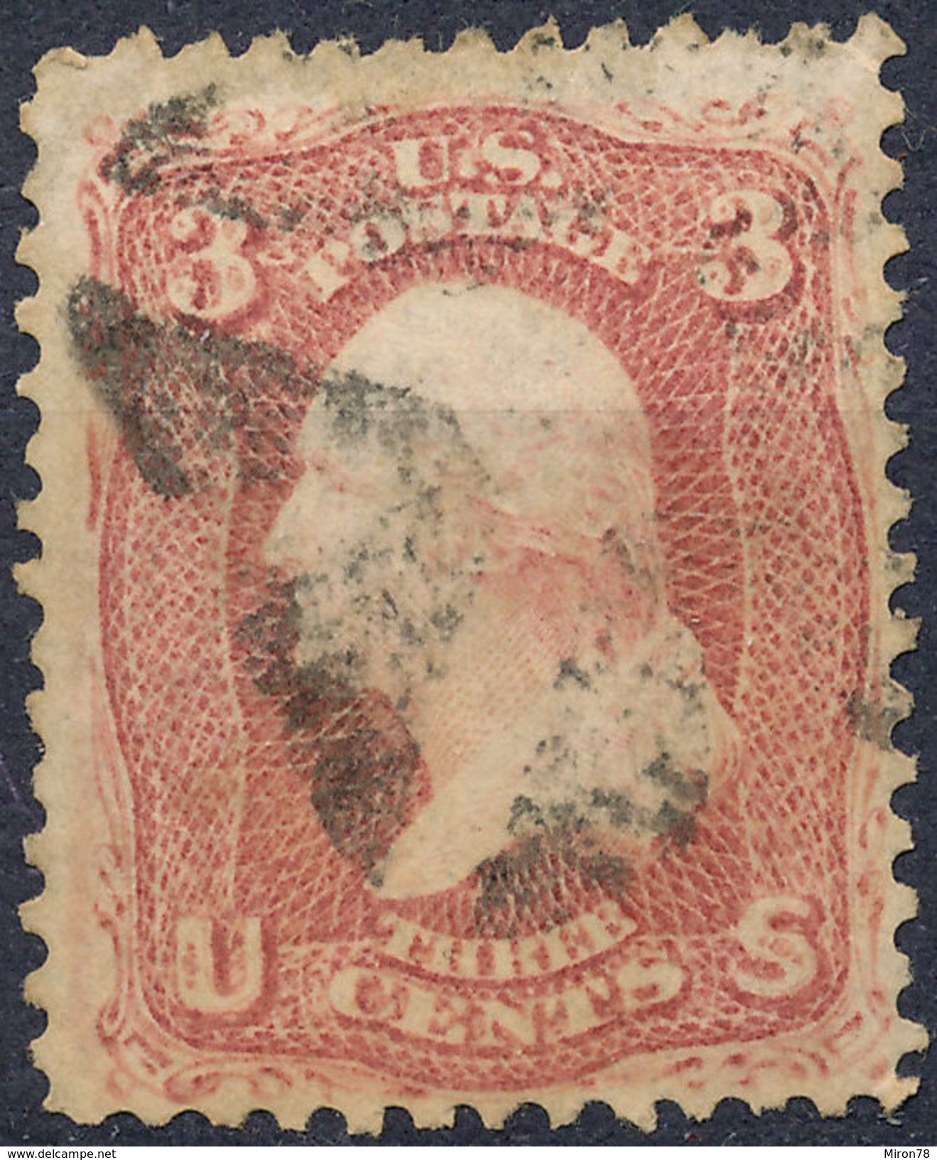 Stamp Us 1861 Washington  3c Fancy Cancel Lot#74 - Usati