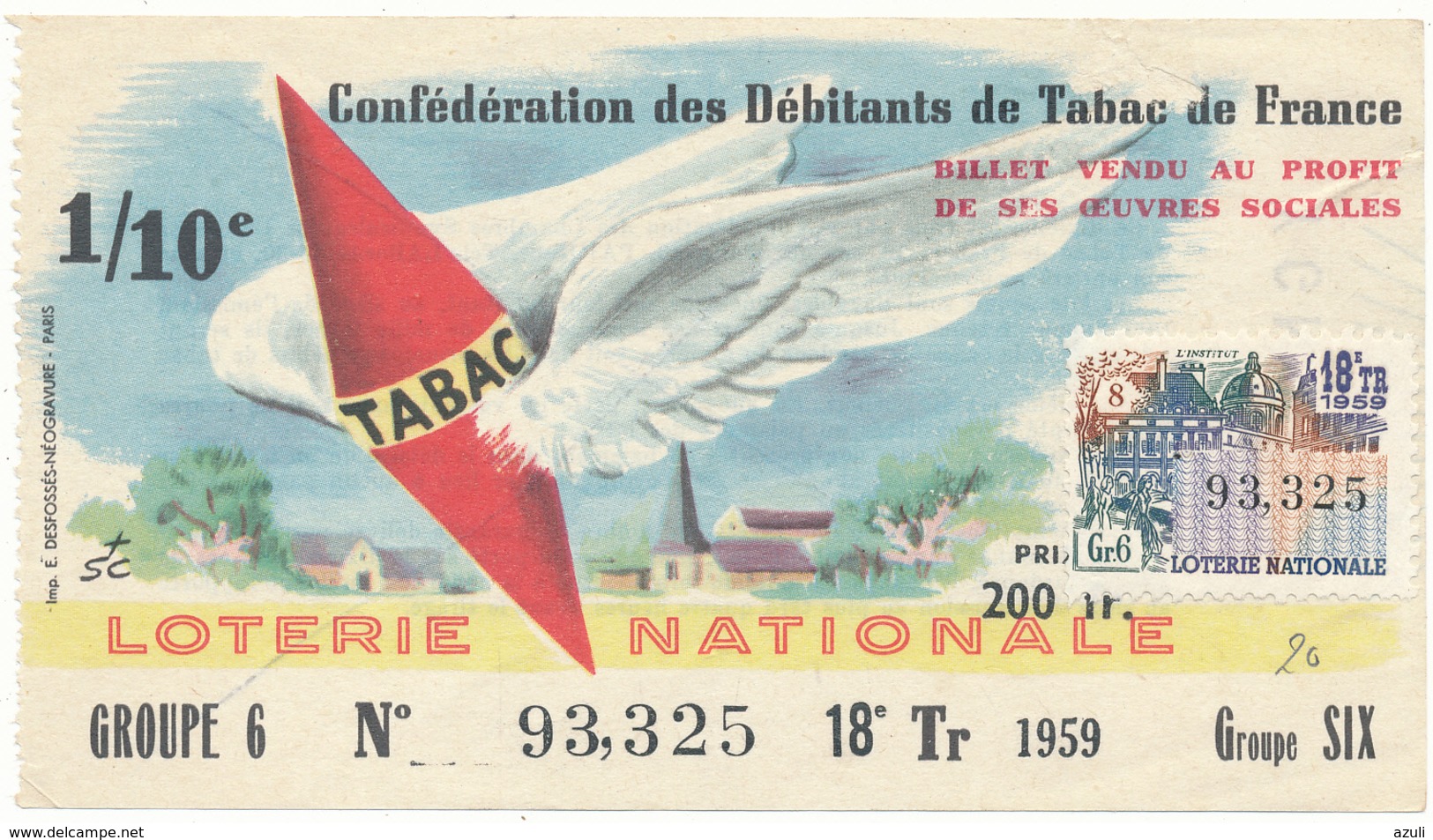 LOTERIE NATIONALE - Débitants De Tabac 1959 - Billetes De Lotería