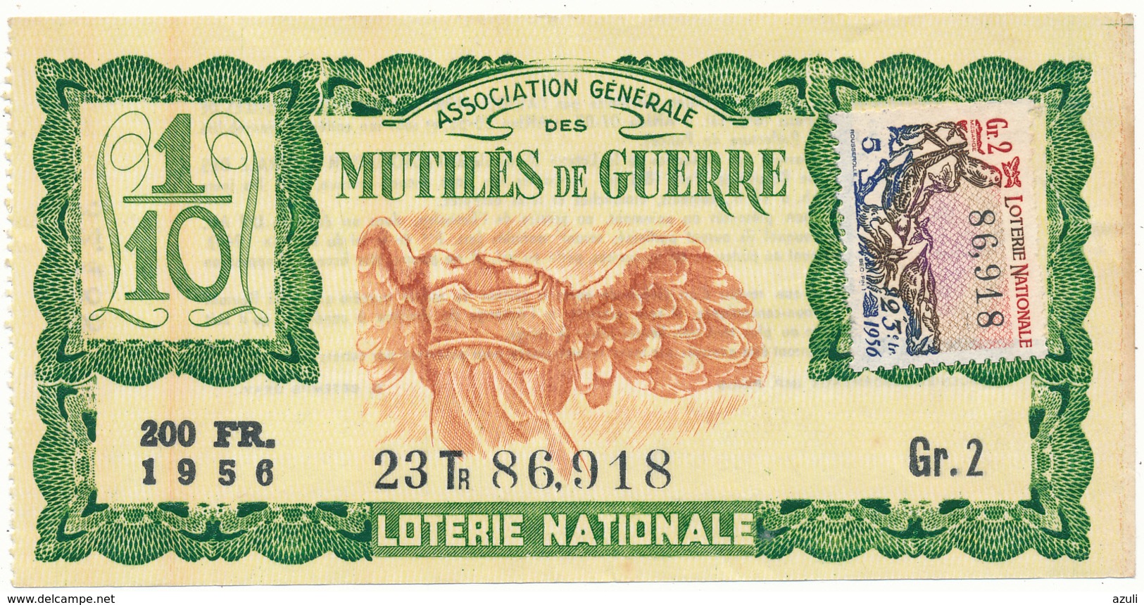 LOTERIE NATIONALE - Mutilés De Guerre, 1956 - Billetes De Lotería