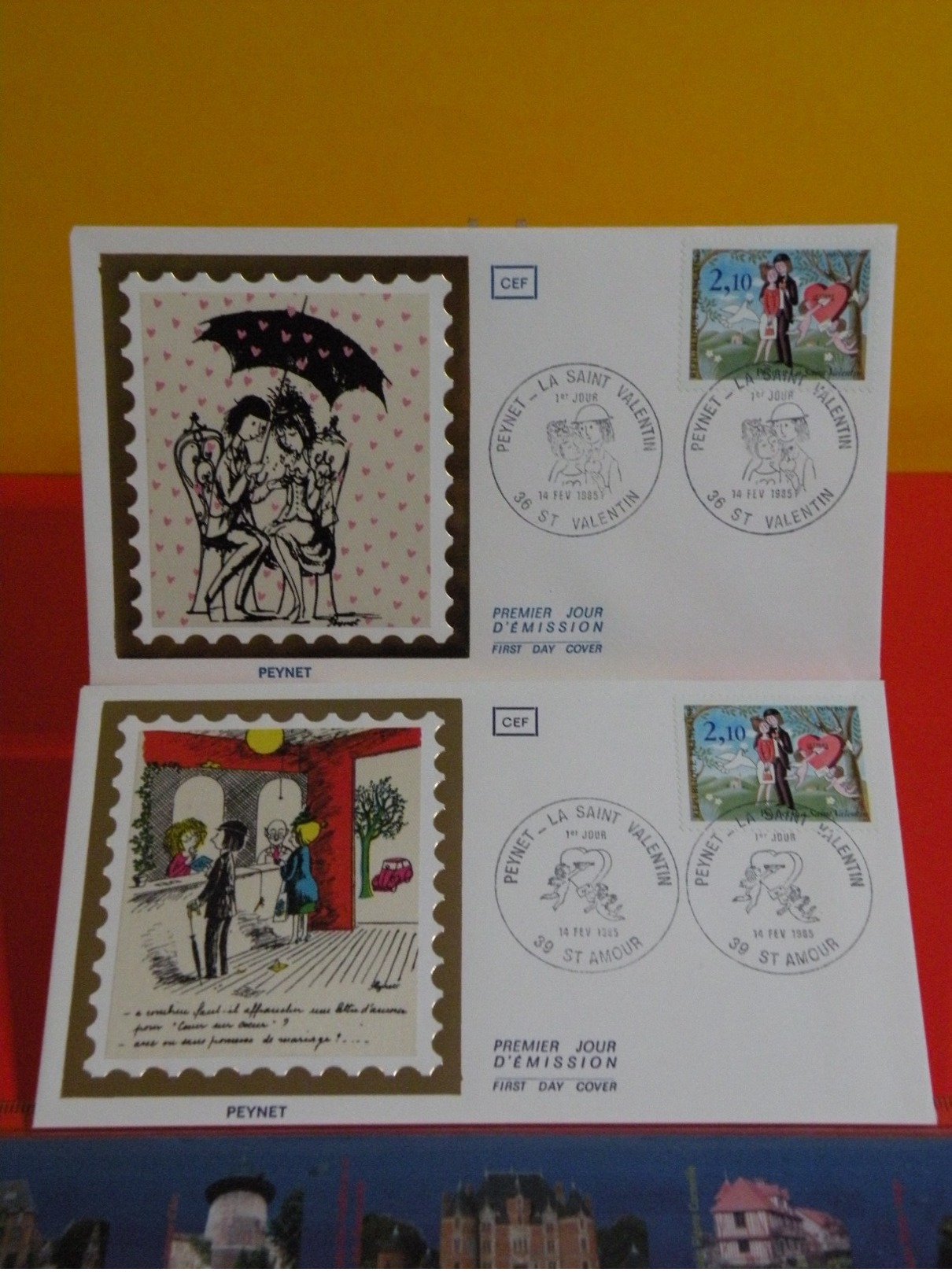 France > FDC > 1990-99 > Peynet, La Saint Valentin - 36 St Valentin - 14.2.1985 - 1er Jour FDC-Coté 8 &euro; Lot 2 FDC - 1980-1989