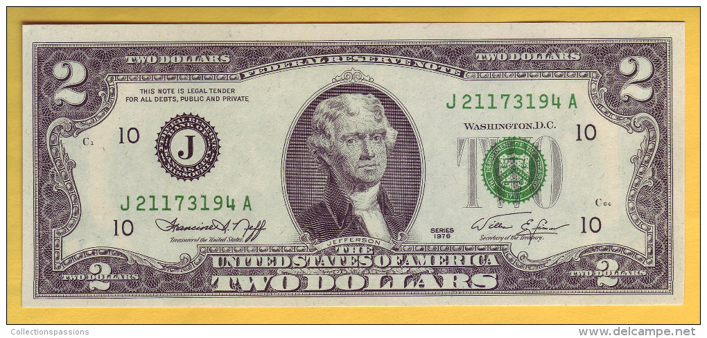 USA - Billet De 2 Dollars. 1976. Pick: 461. NEUF - Federal Reserve Notes (1928-...)