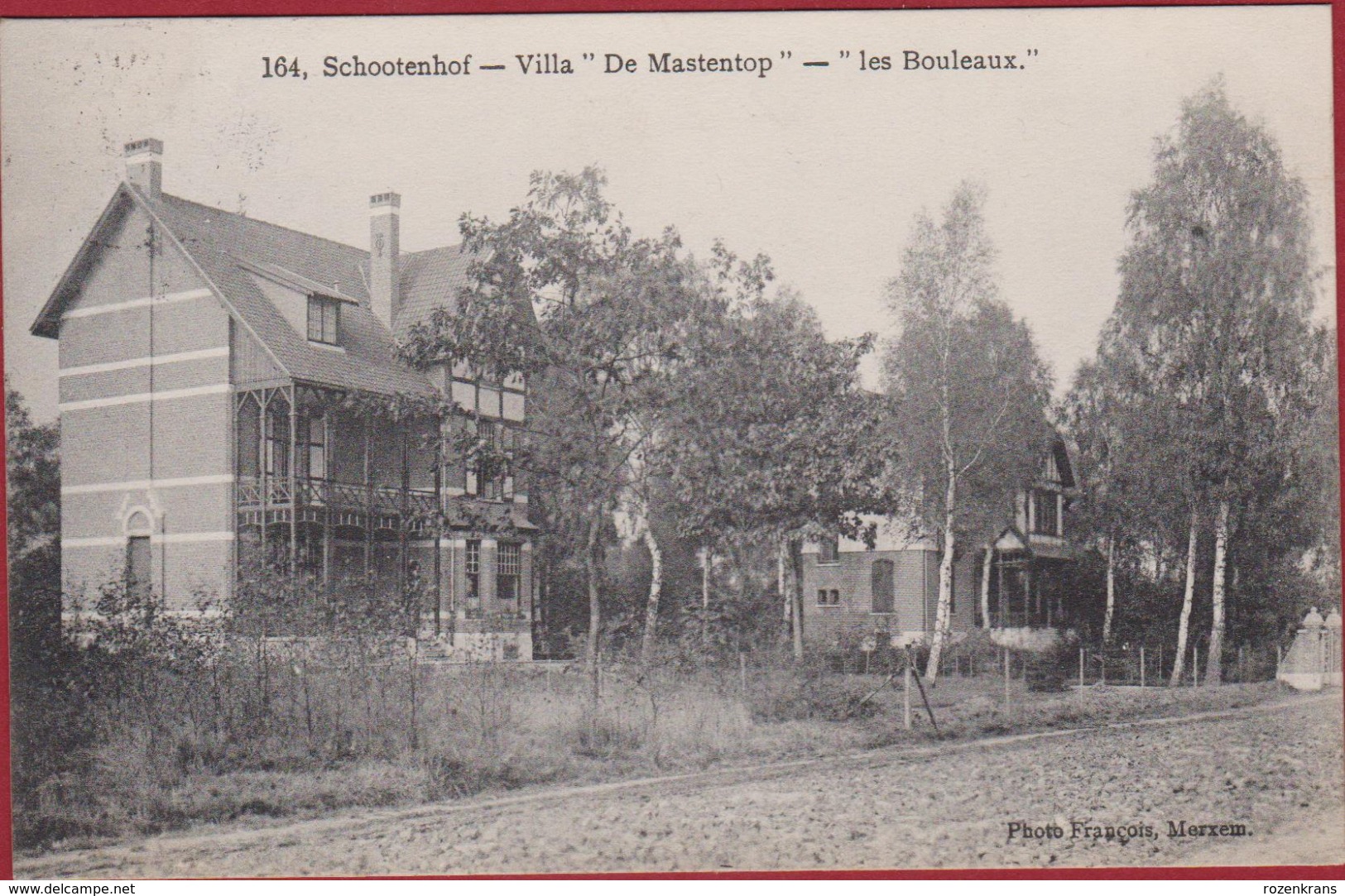 Schoten 1911 Schootenhof Villa De Mastentop En Les Bouleaux Schotenhof (in Zeer Goede Staat) Ed. Francois Merxem - Schoten