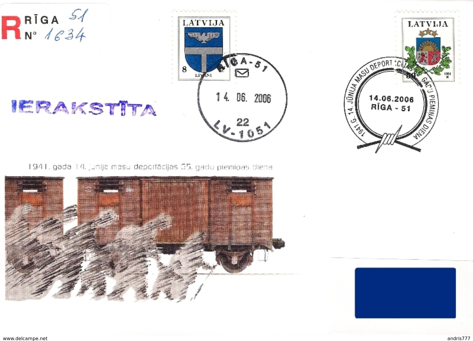 Latvia Lettland Lettonie 2006 Mass Deportations In 1941 - 65 Years Memorial Day (addressed Cover) - Lettonie