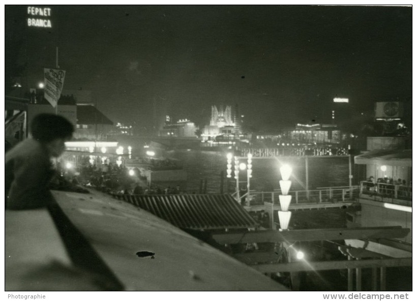 France Paris By Night Exposition Internationale Ancienne Photo Sylvain Knecht 1937 - Other & Unclassified