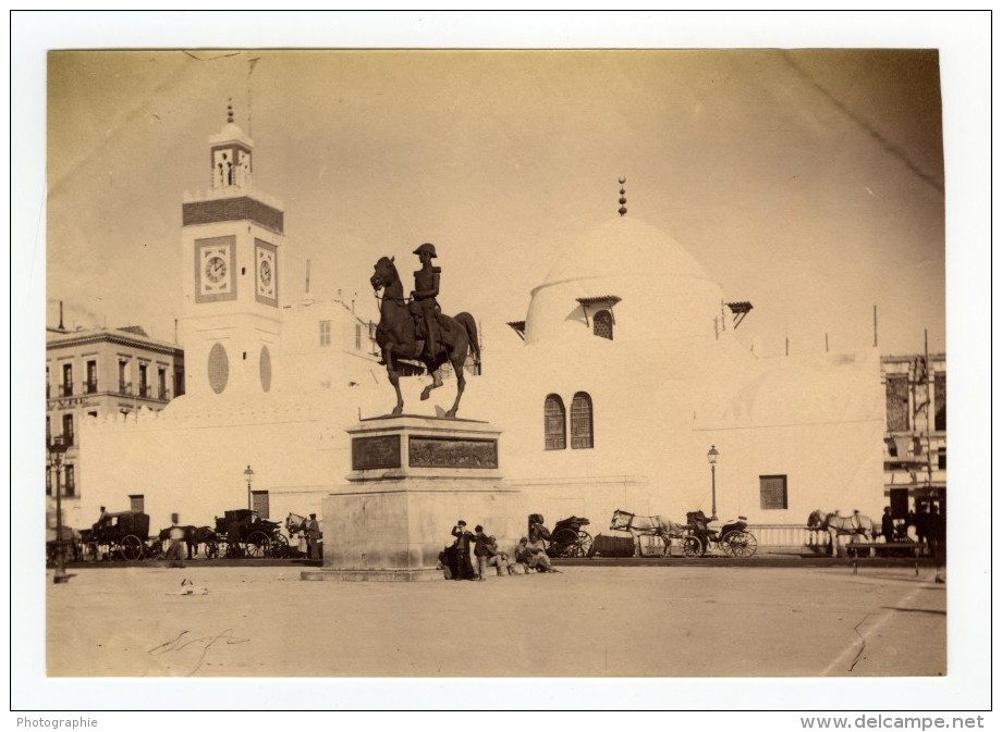 Algerie Alger Mosquee Jamaa Al-Jdid Statue équestre Duc D'Orléans Ancienne Photo 1880' - Old (before 1900)