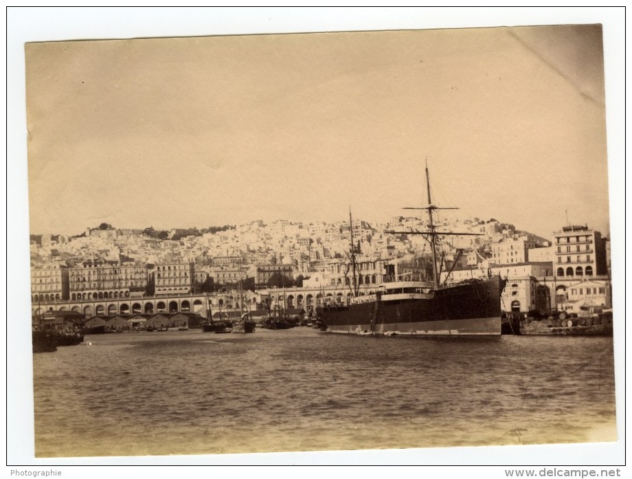 Algerie Alger Le Port Bateaux Panorama Ancienne Photo 1880' - Old (before 1900)