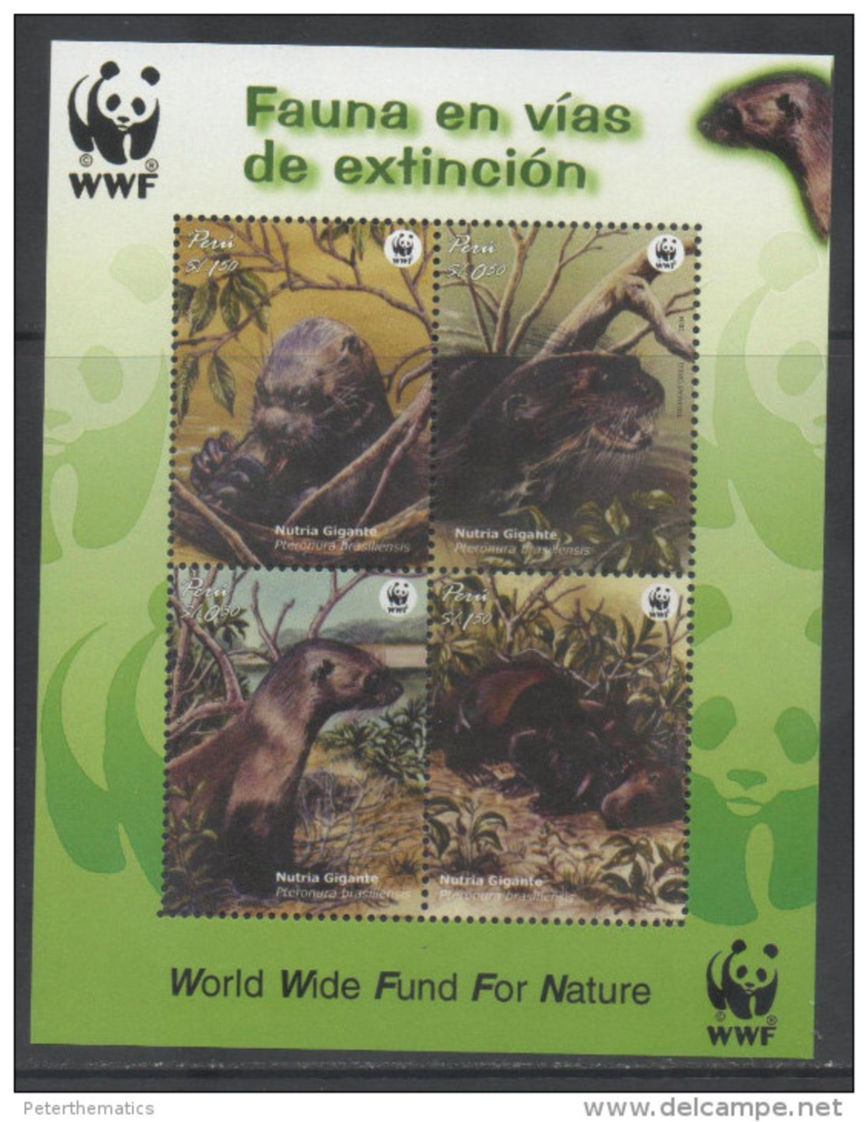 PERU, 2004, MNH, WWF, OTTERS, S/SHEET - Other & Unclassified