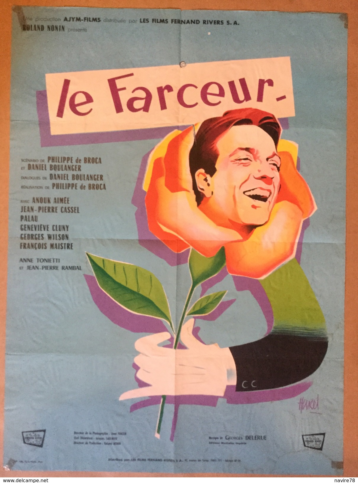 Affiche Cinéma Originale Du Film LE FARCEUR De PHILIPPE DE BROCA Avec JEAN-PIERRE CASSEL ANOUK AIMEE - Affiches & Posters