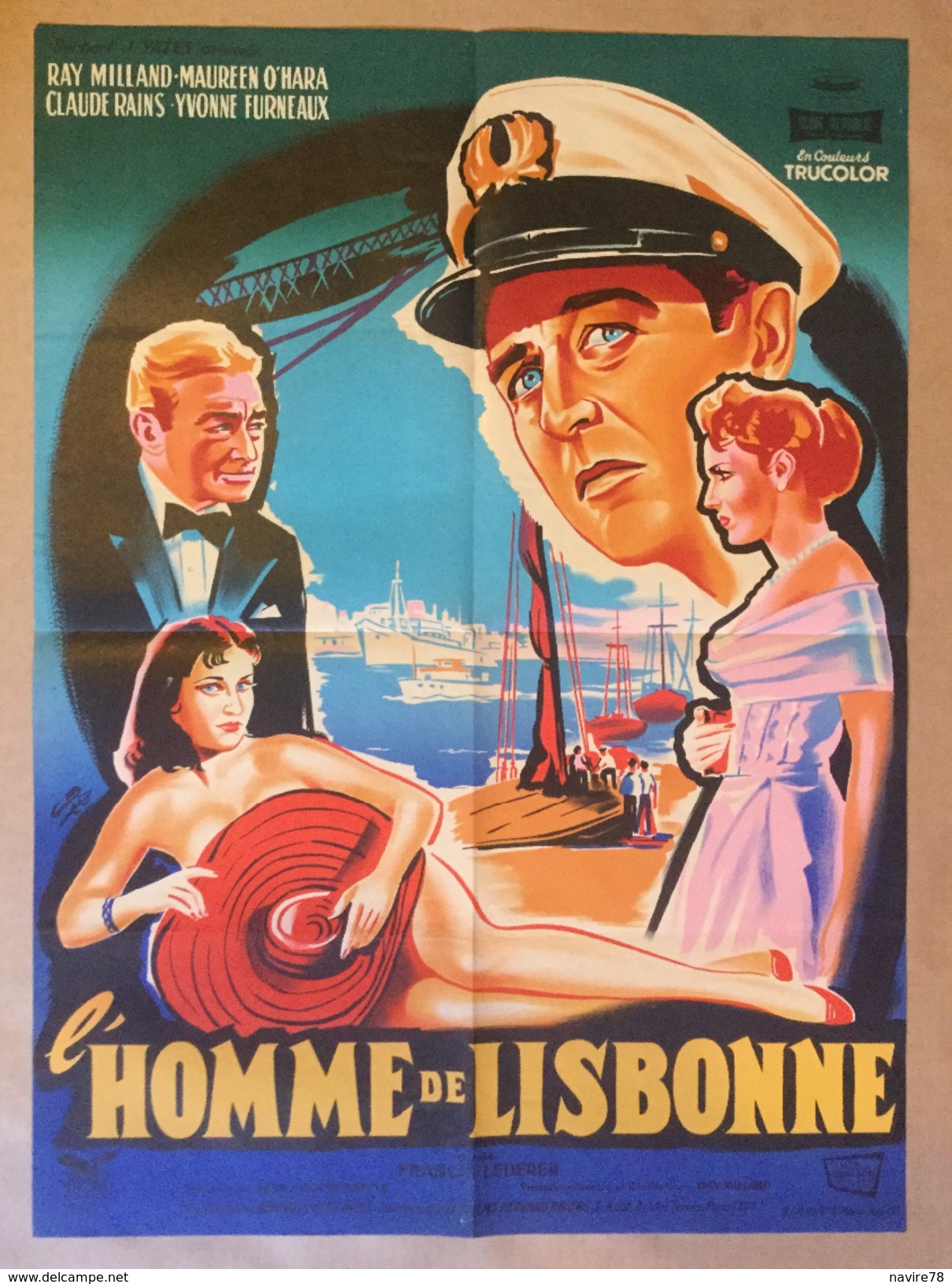 Affiche Cinéma Originale Du Film L'HOMME DE LISBONNE " LISBON " De RAY MILLAND Avec MAUREEN O'HARA CLAUDE RAINS - Affiches & Posters