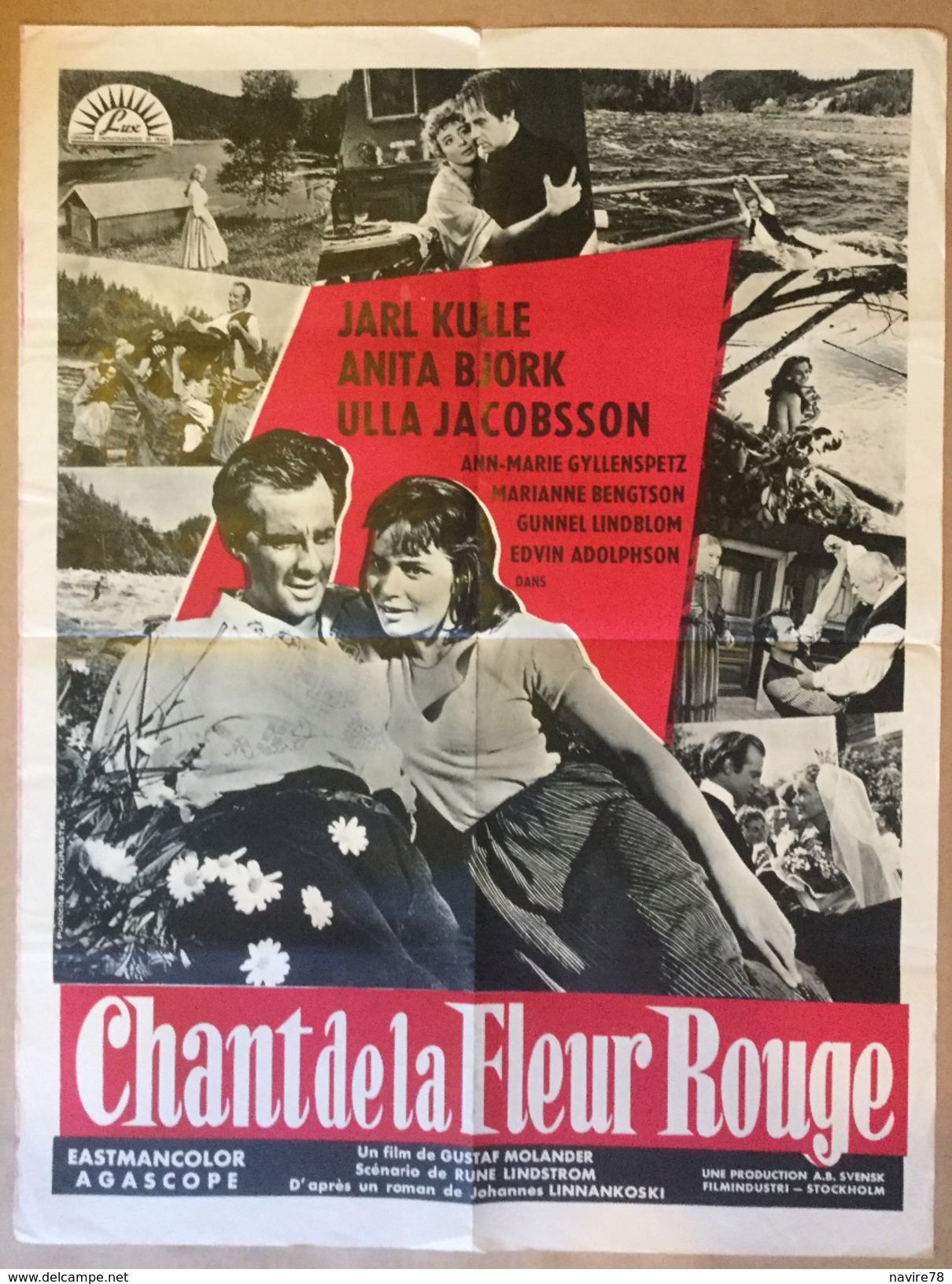 Affiche Cinéma Originale Du Film CHANT DE LA FLEUR ROUGE "Sängen Om Den Eldröda Blomman "de GUSTAF MOLANDER  JARL KULLE - Affiches & Posters