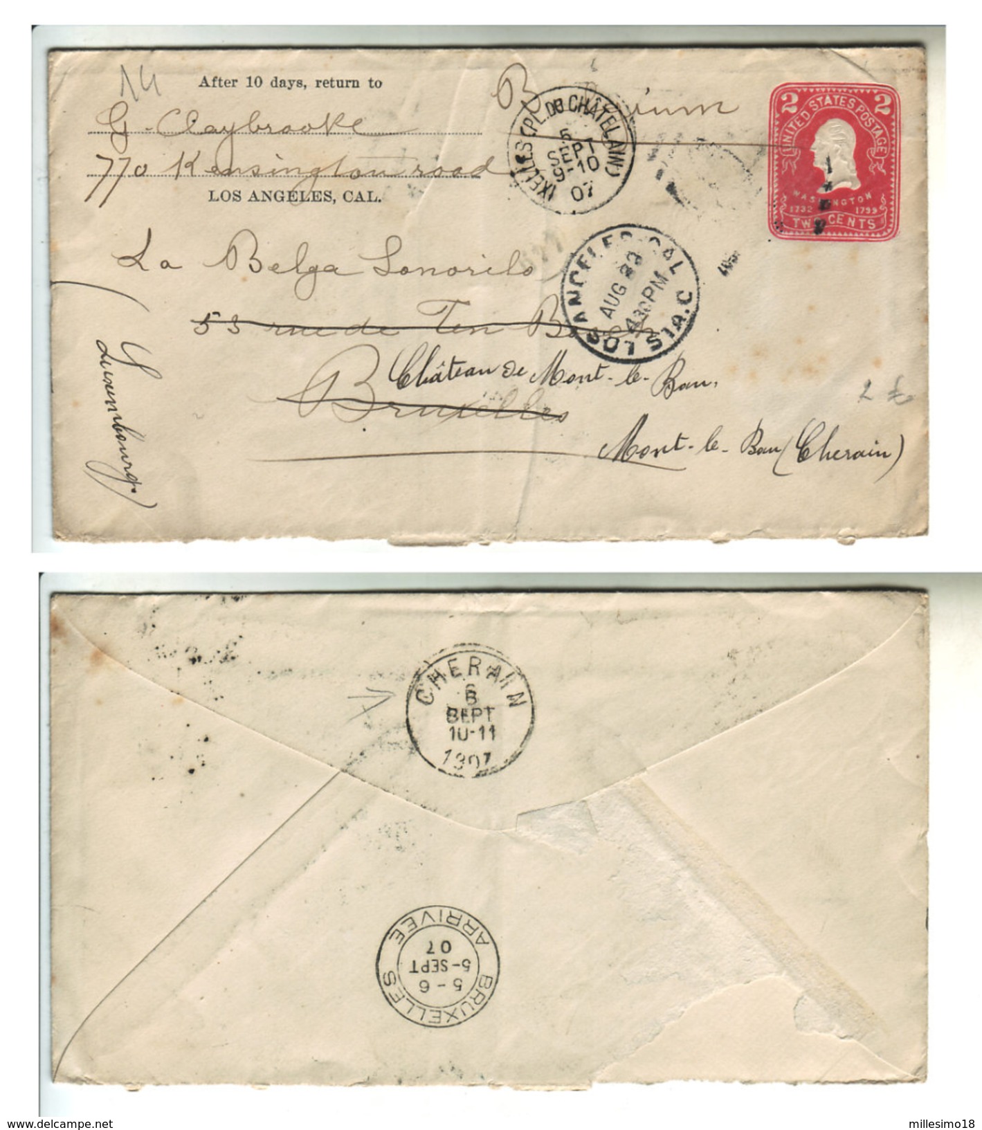 United States Of America Postal Cover Stationery 1907 Mont Le Ban Cherain - 1901-20