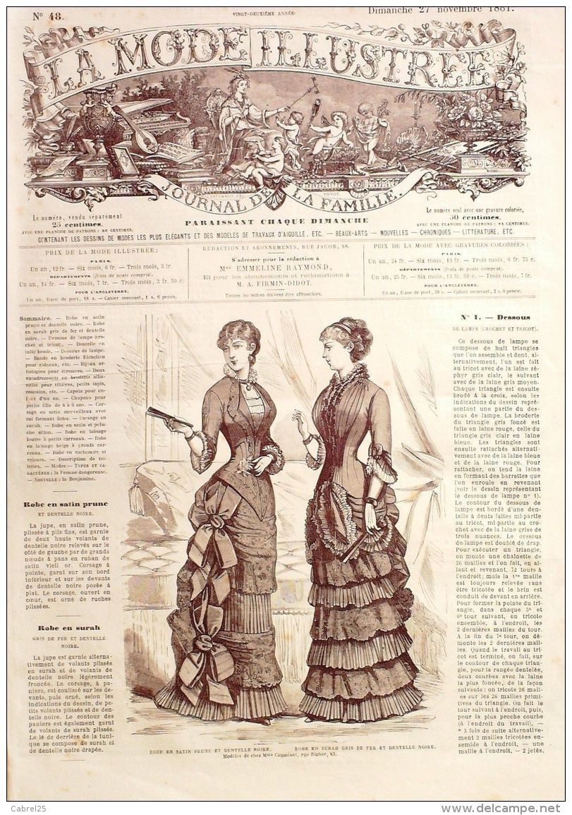 LA MODE ILLUSTREE-1881-48-sans PATRONS-VOIR MODELES DETAILLES - Literature