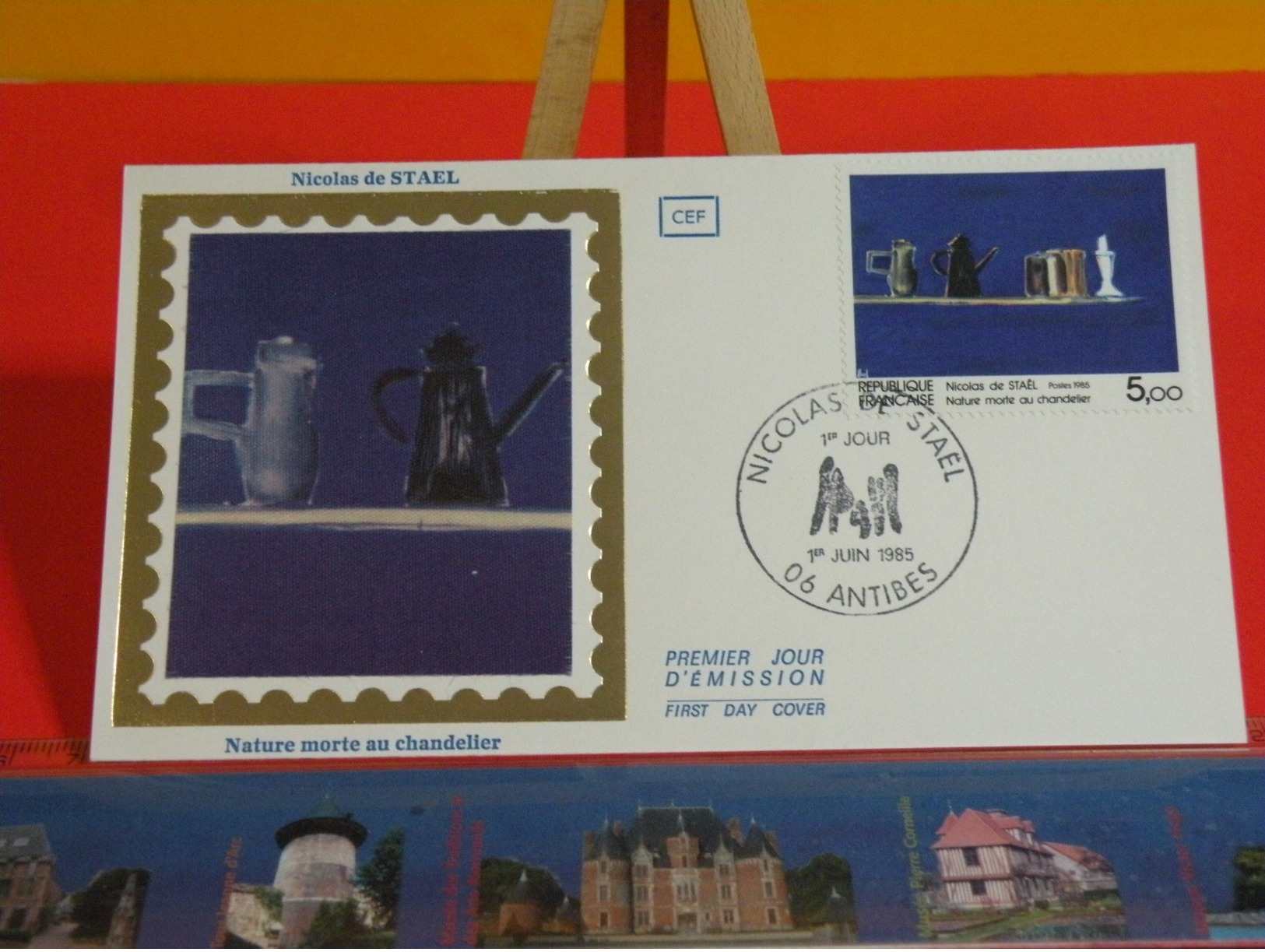 France > FDC > 1990-99 > Nicolas De Statel, Nature Morte Au Chandelier - 06 Antibes - 1.6.1985 - 1er Jour FDC-Coté 5 &eu - 1980-1989