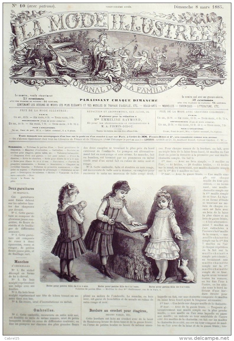 LA MODE ILLUSTREE-1885-10-sans PATRONS-VOIR MODELES DETAILLES - Literature