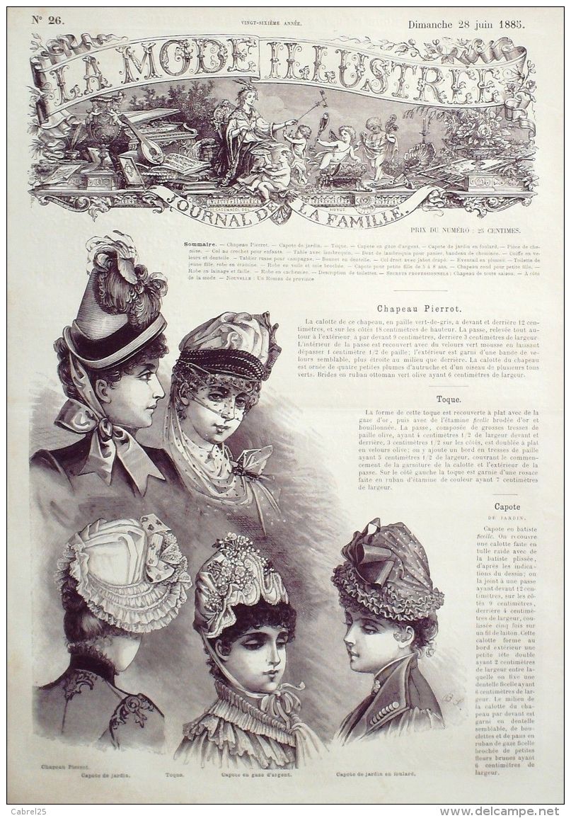 LA MODE ILLUSTREE-1885-26-sans PATRONS-VOIR MODELES DETAILLES - Literature