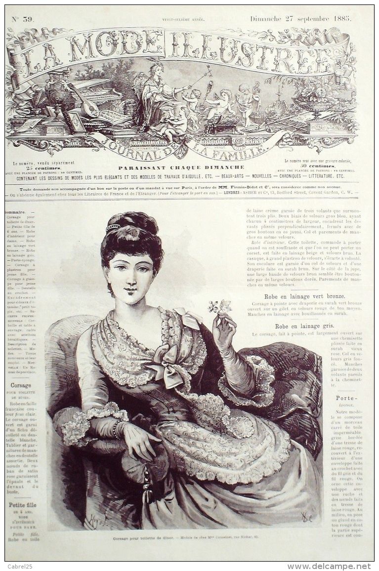 LA MODE ILLUSTREE-1885-39-sans PATRONS-VOIR MODELES DETAILLES - Literature