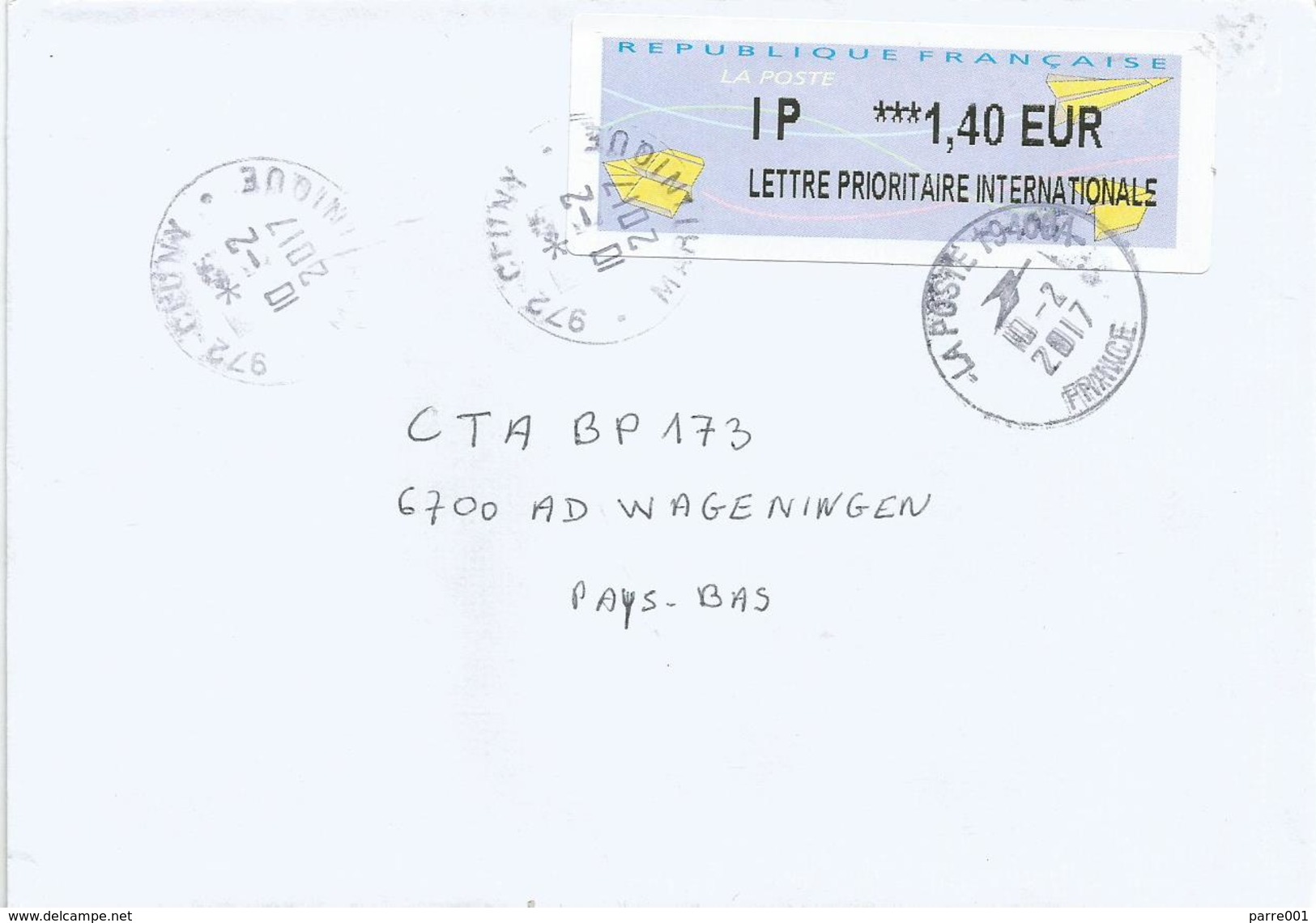 Martinique France 2017 Cluny Meter Franking EMA Cover - Brieven En Documenten