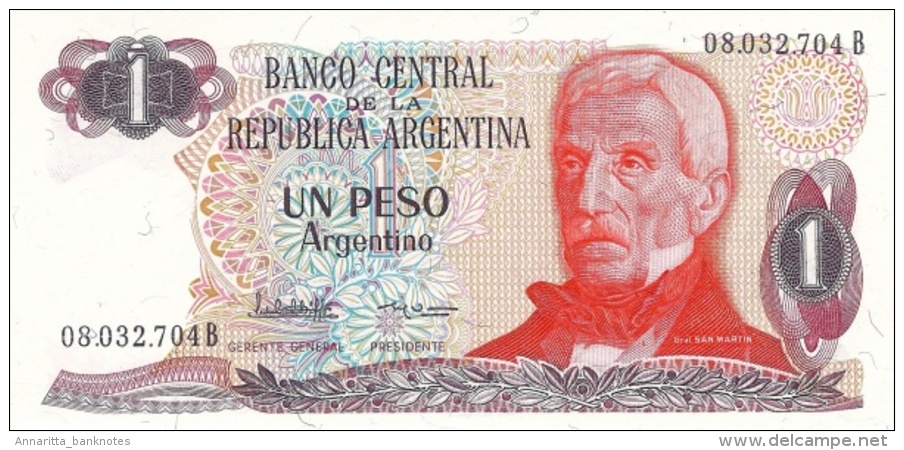 Argentina (BCRA) 1 Peso Argentino ND (1984) Series B UNC Cat No. P-311a / AR364b - Argentina