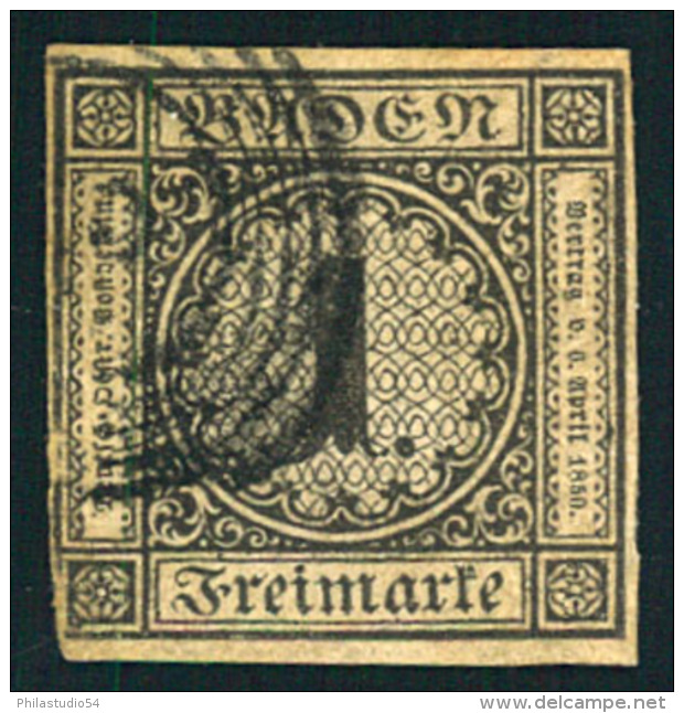 1851, 1 Kreuzer Schwarz Auf Braun, Links Unten Leicht Berührt. - Usati