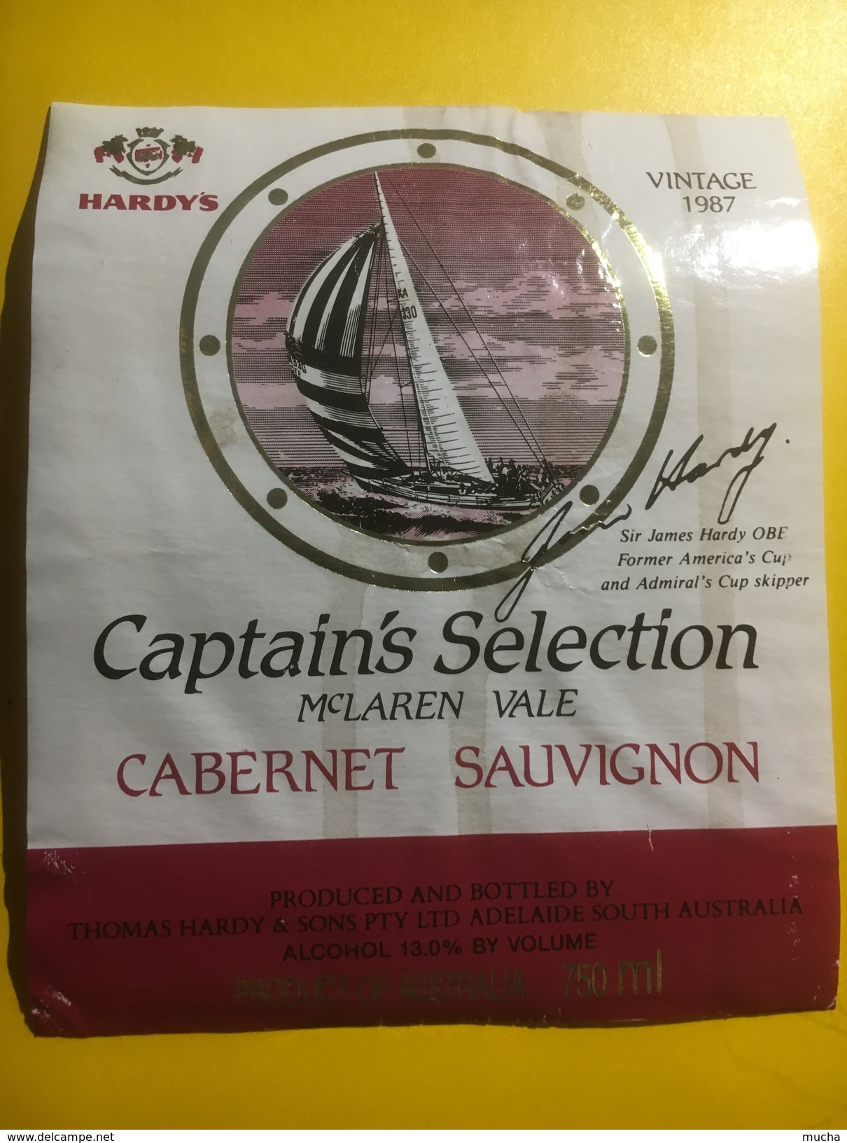 3744 - James Hardy Captain's Selection 1987 Mc Laren Value Cabernet Sauvignon Australie - Bateaux à Voile & Voiliers