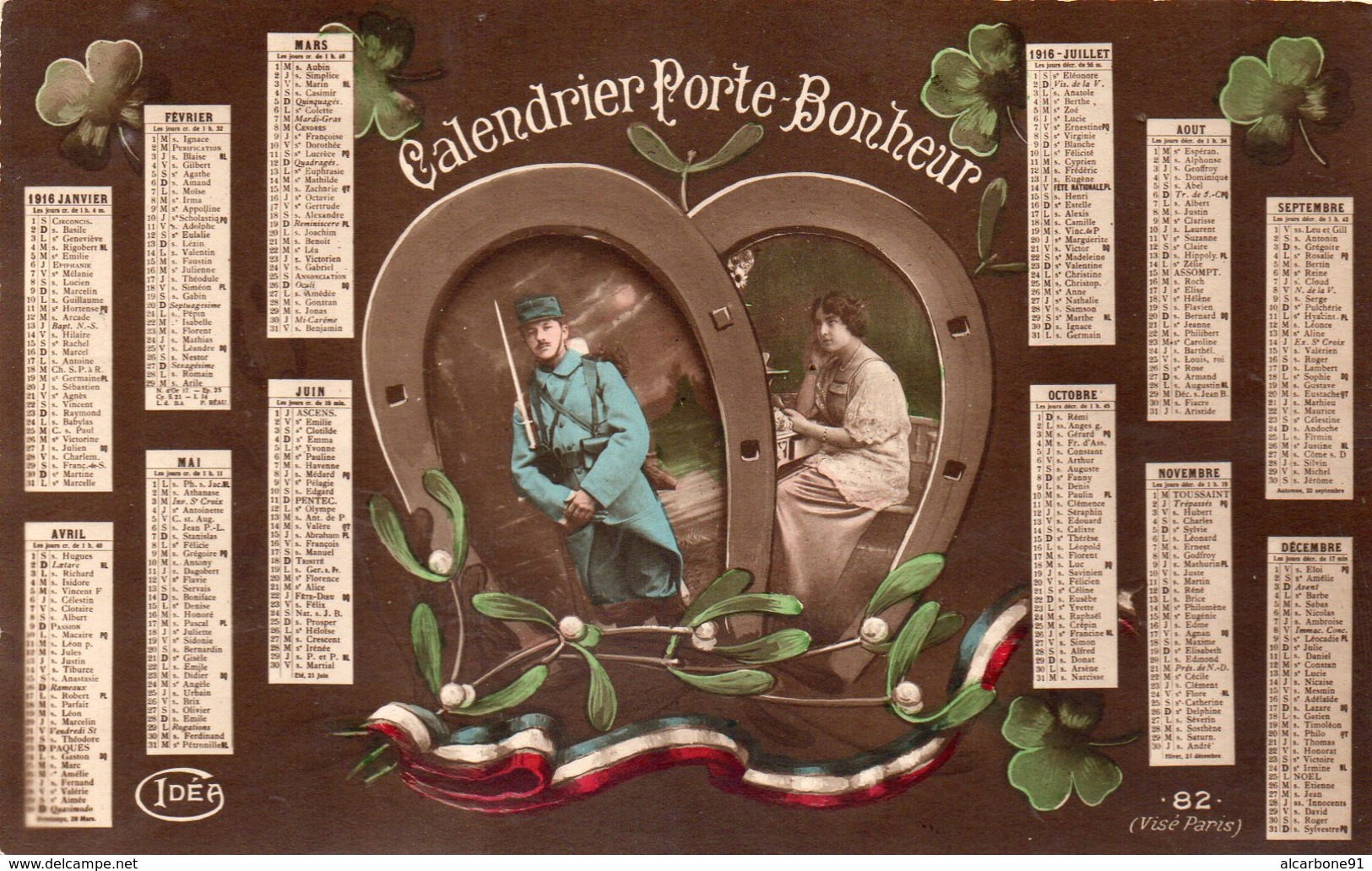 CALENDRIER PORTE BONHEUR 1916 - Autres & Non Classés