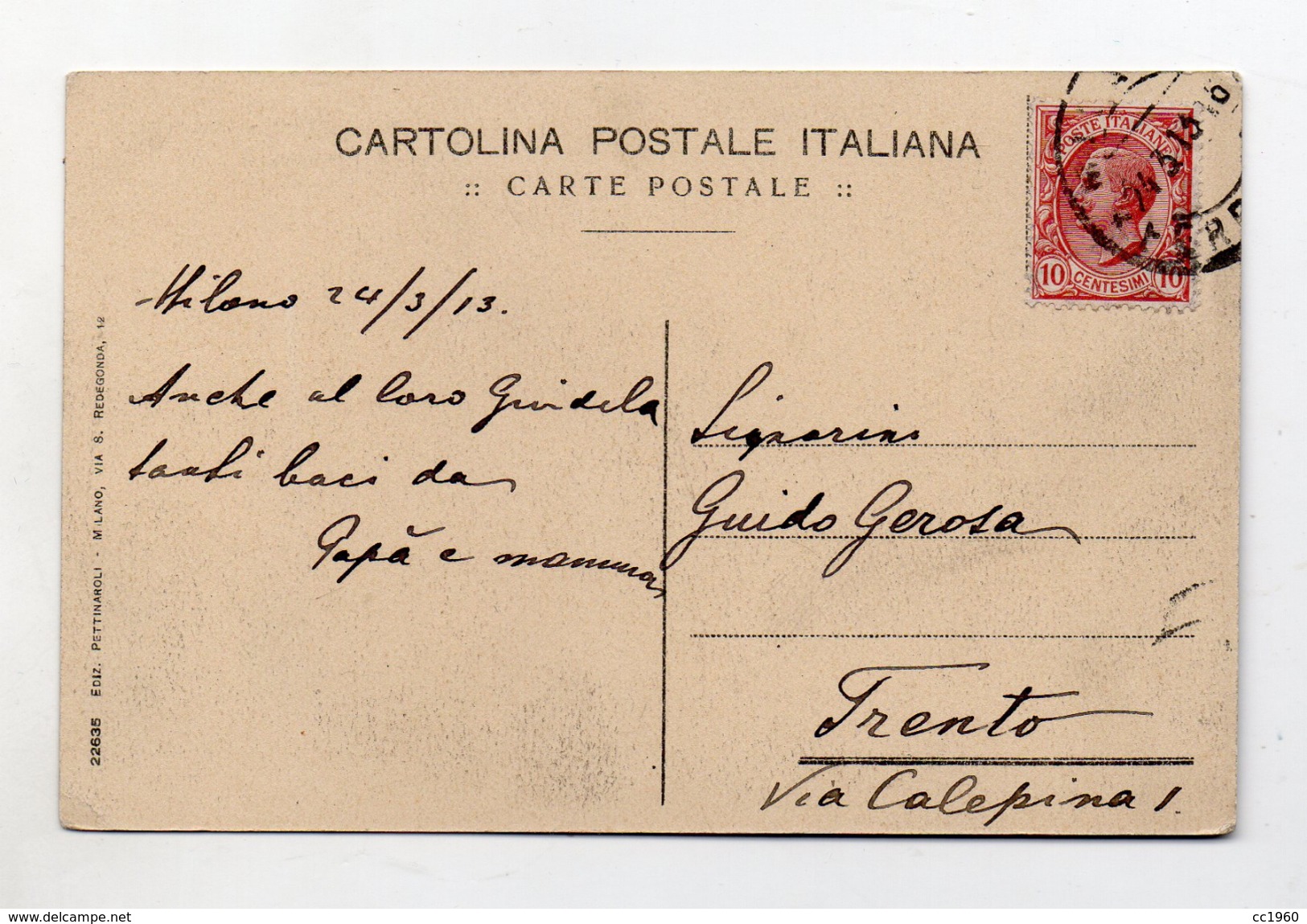 Milano - Hotel Commercio - Viaggiata Nel 1913 - (FDC3892) - Milano