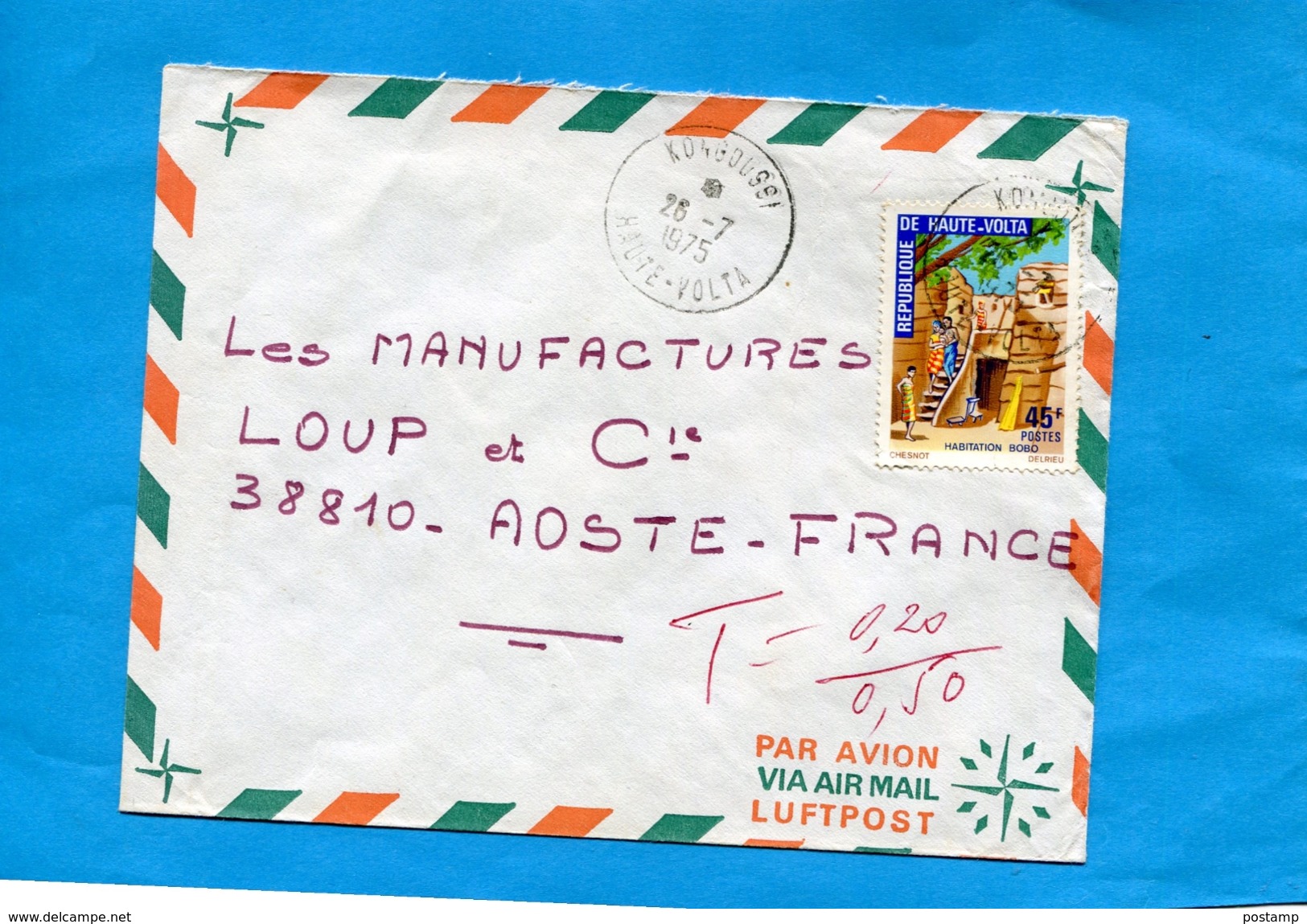 Marcophilie-Haute Volta >Françe-cad- Kongoussi-19875-stamps N°264 Habitation Bobo - Upper Volta (1958-1984)
