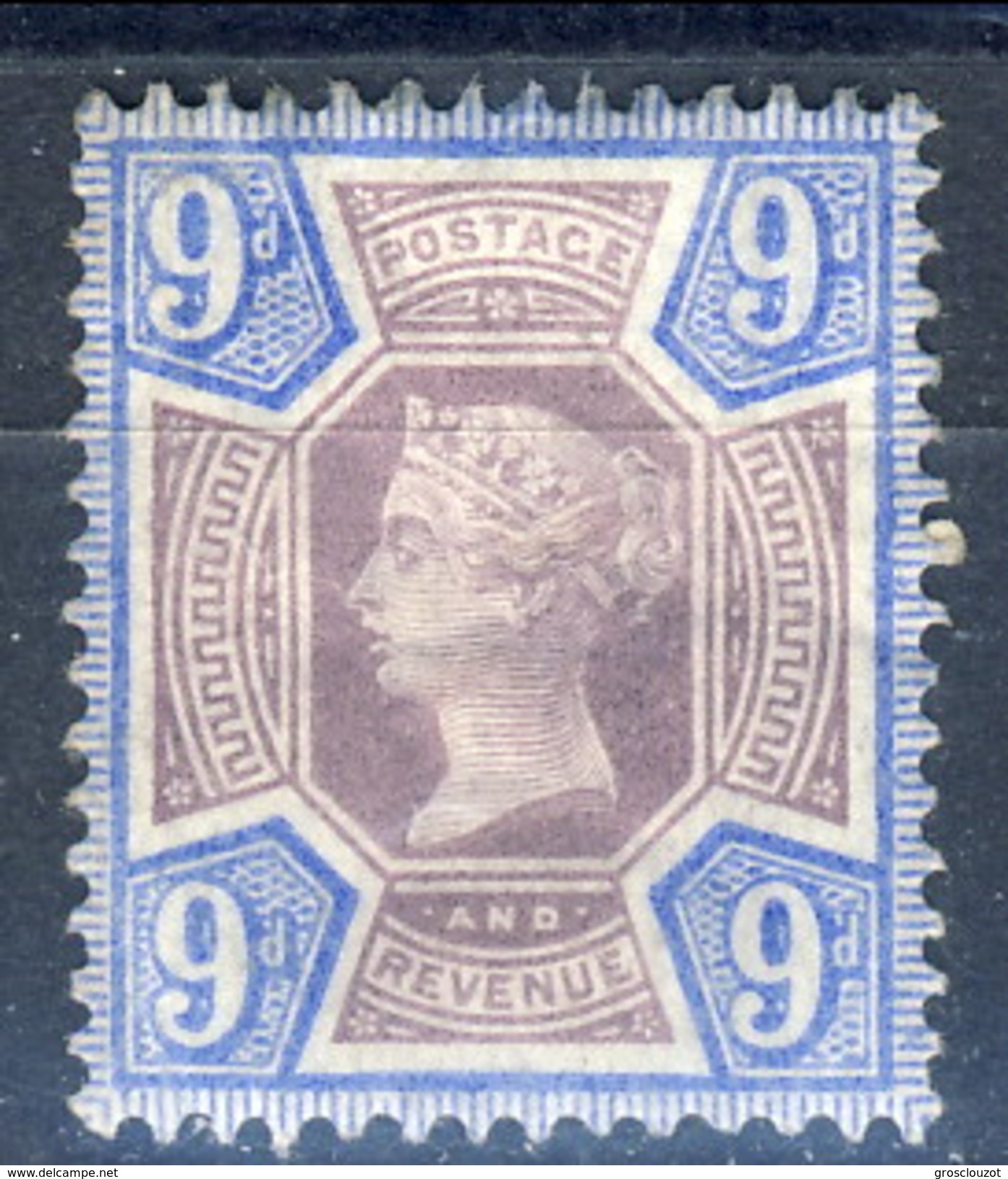 UK 1887 Victoria N. 102 - 9 Penny Azzurro E Violetto Bruno MNH Cat &euro; 100 - Nuovi