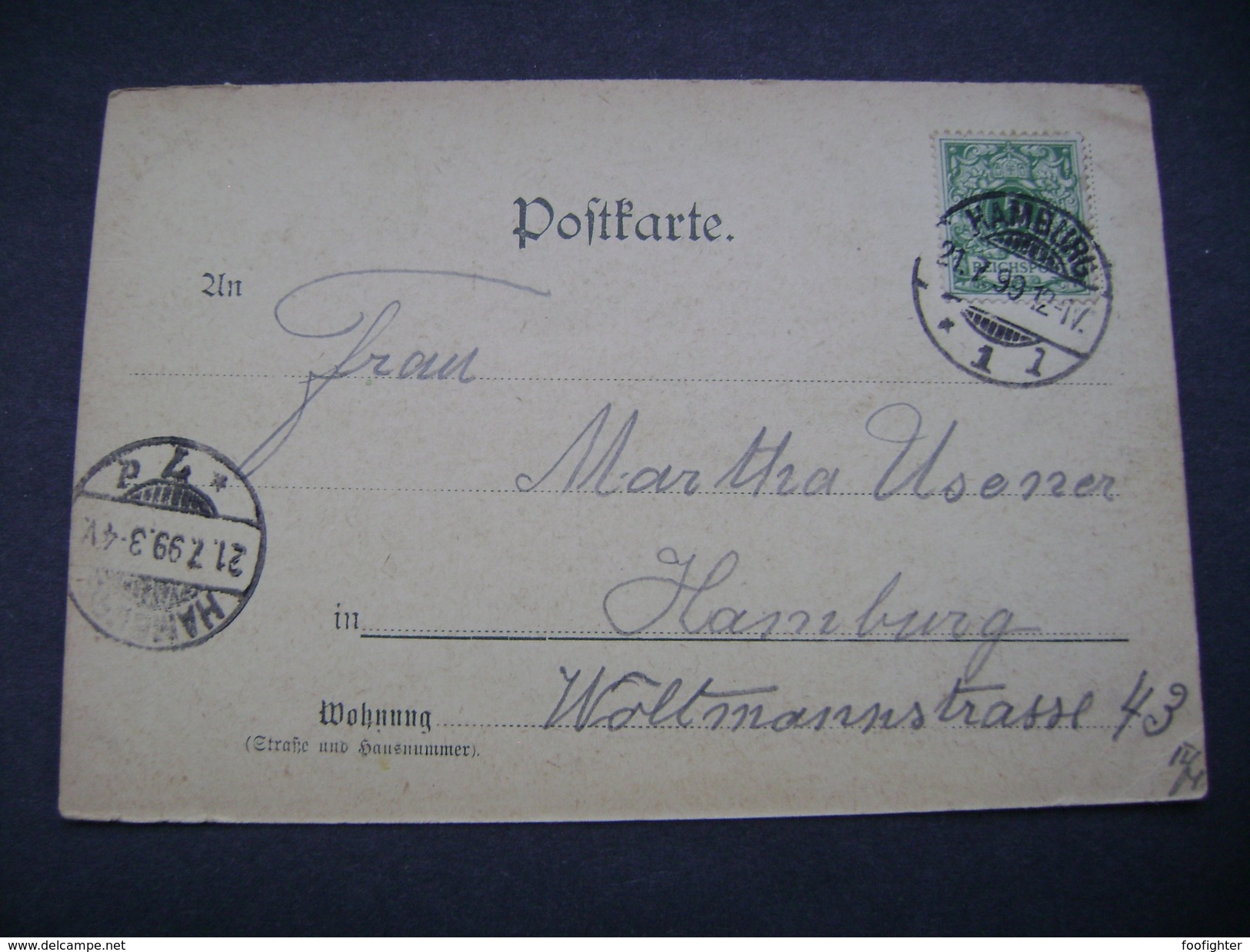 OEVELGÖNNE ÖVELGONNE  A. C. T. Sievert´s Biergarten Gelaufen 1899 Stempel Hamburg - Altona