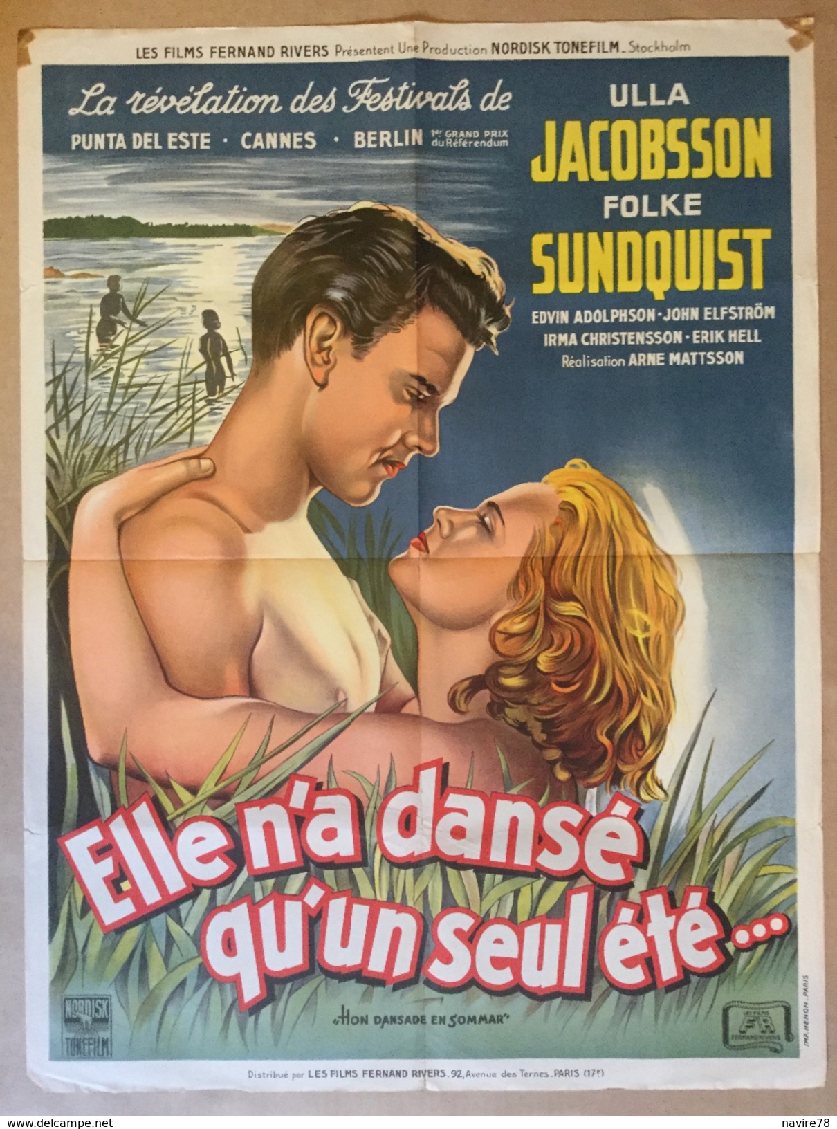 Affiche Cinéma Originale Du Film ELLE N'A DANSE QU'UN SEUL ETE " Hon Dansade En Sommar " D'ARNE MATTSSON, ULLA JACOBSSON - Affiches & Posters