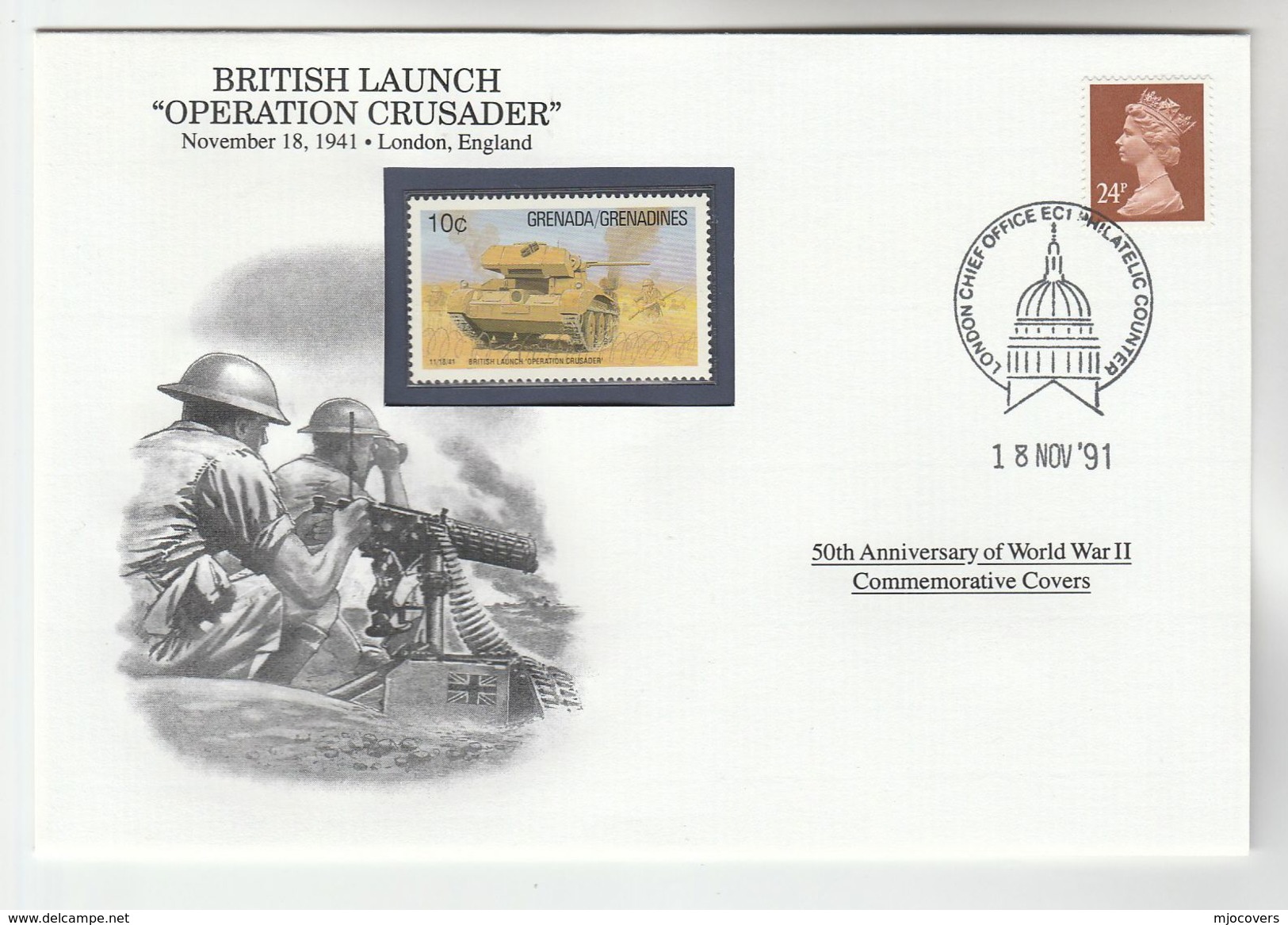 1991 GB Special COVER Anniv WWII OPERATION CRUSADER NORTH AFRICA Event Illus British Forces  Stamps - WW2