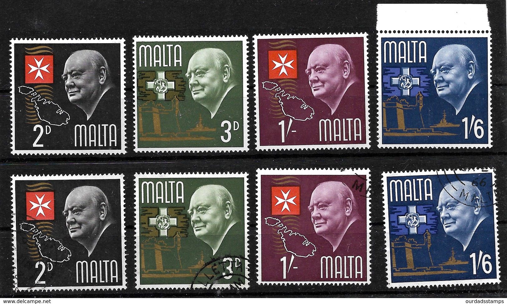 Malta 1966 Churchill Commemoration Complete Set LMM And Used - Malta