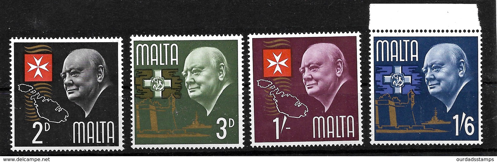 Malta 1966 Churchill Commemoration Complete Set LMM And Used - Malta