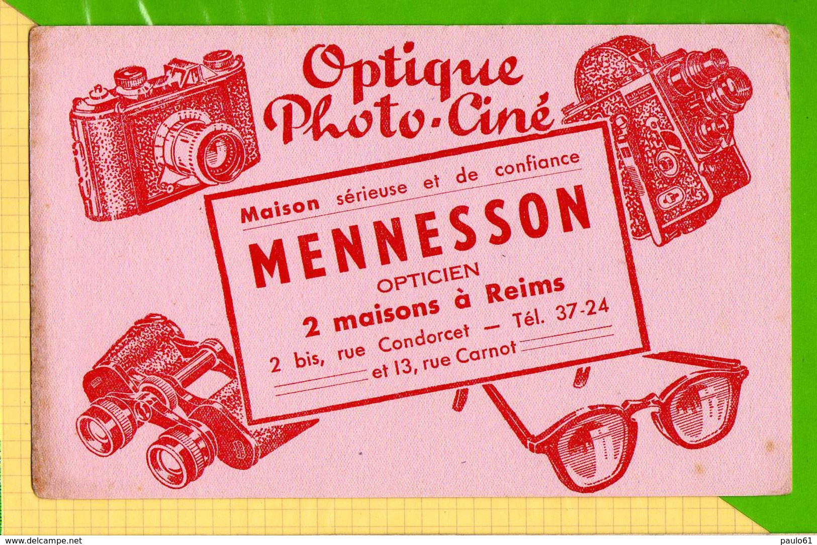 BUVARD & Blotting Paper : Optique PHOTO CINE  MENNESSON REIMS - Cinéma & Théatre