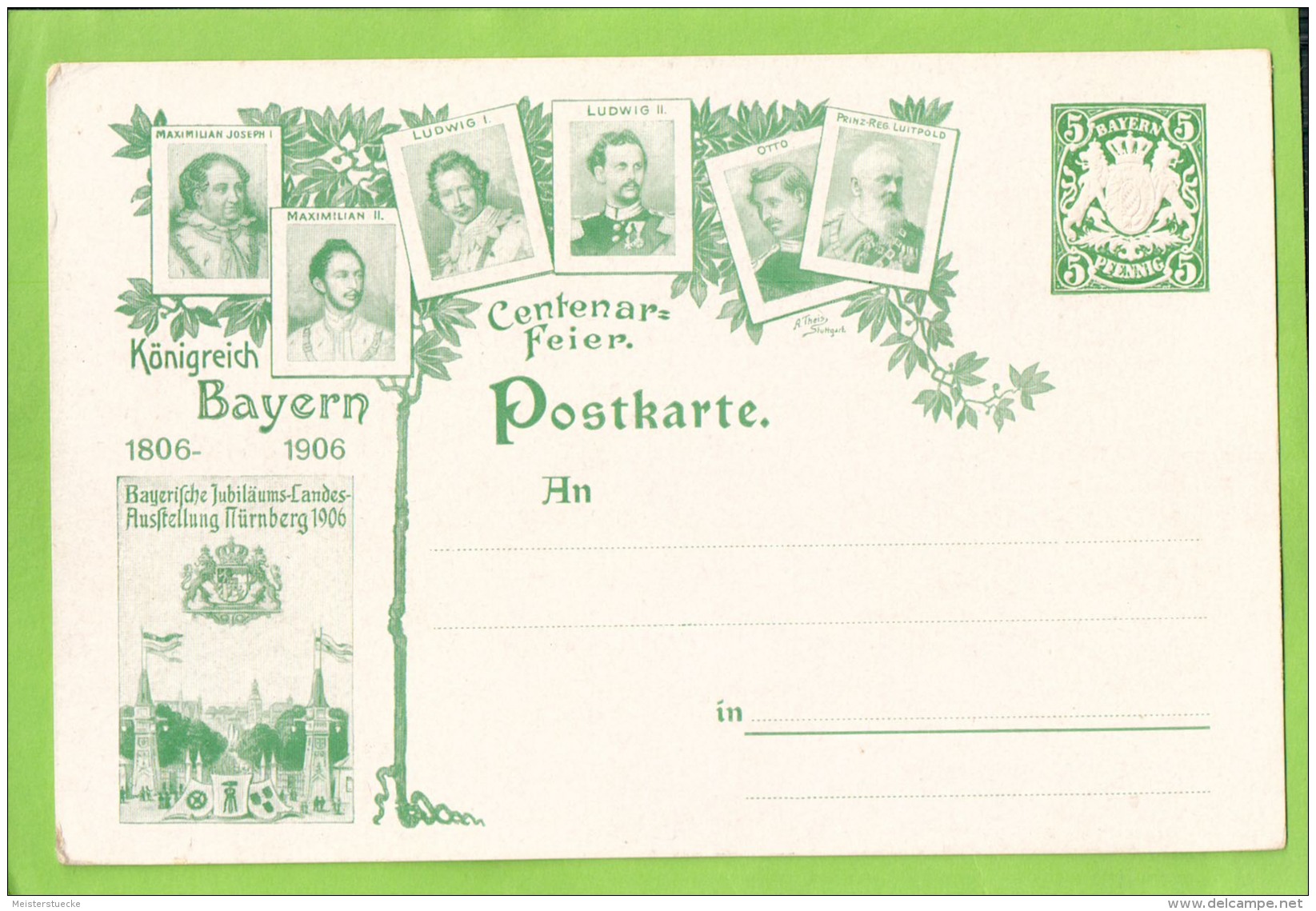 Bayern - Privatganzsache/Postkarte PP 15 C 126 - Centenar-Feier Königreich Bayern 1806-1906 - Ungebraucht - Otros & Sin Clasificación