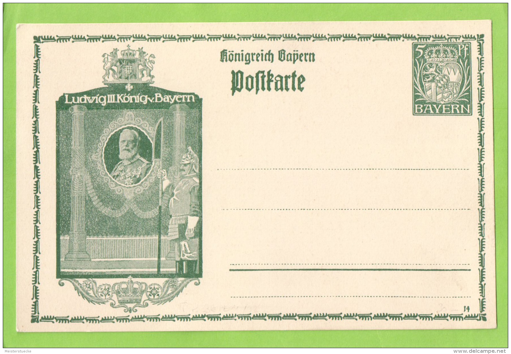 Bayern - Privatganzsache/Postkarte PP 38 E 12/02 - Ludwig III. König Von Bayern - Ungebraucht - Autres & Non Classés