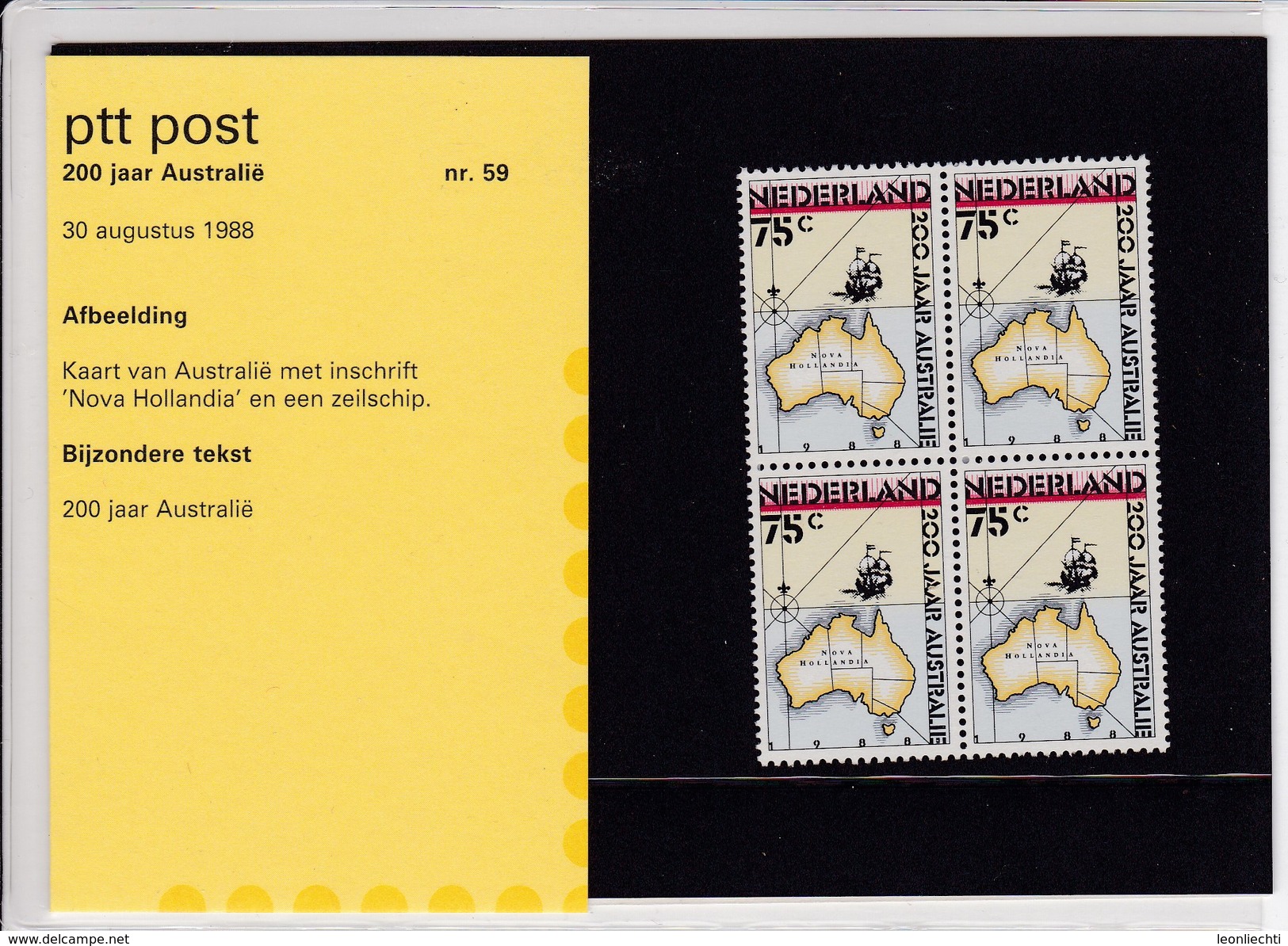 Niederlande 1988 Ptt Post. 200 Jaar Australië. Nr. 59 - Neufs